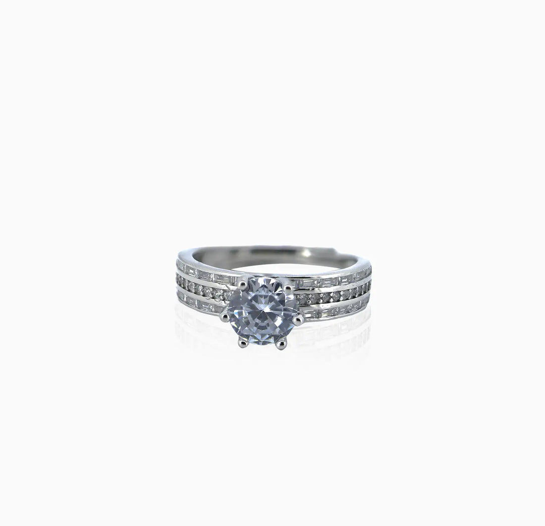 Pure Silver Classic Solitaire Ring - Made With Pure 925 Silver