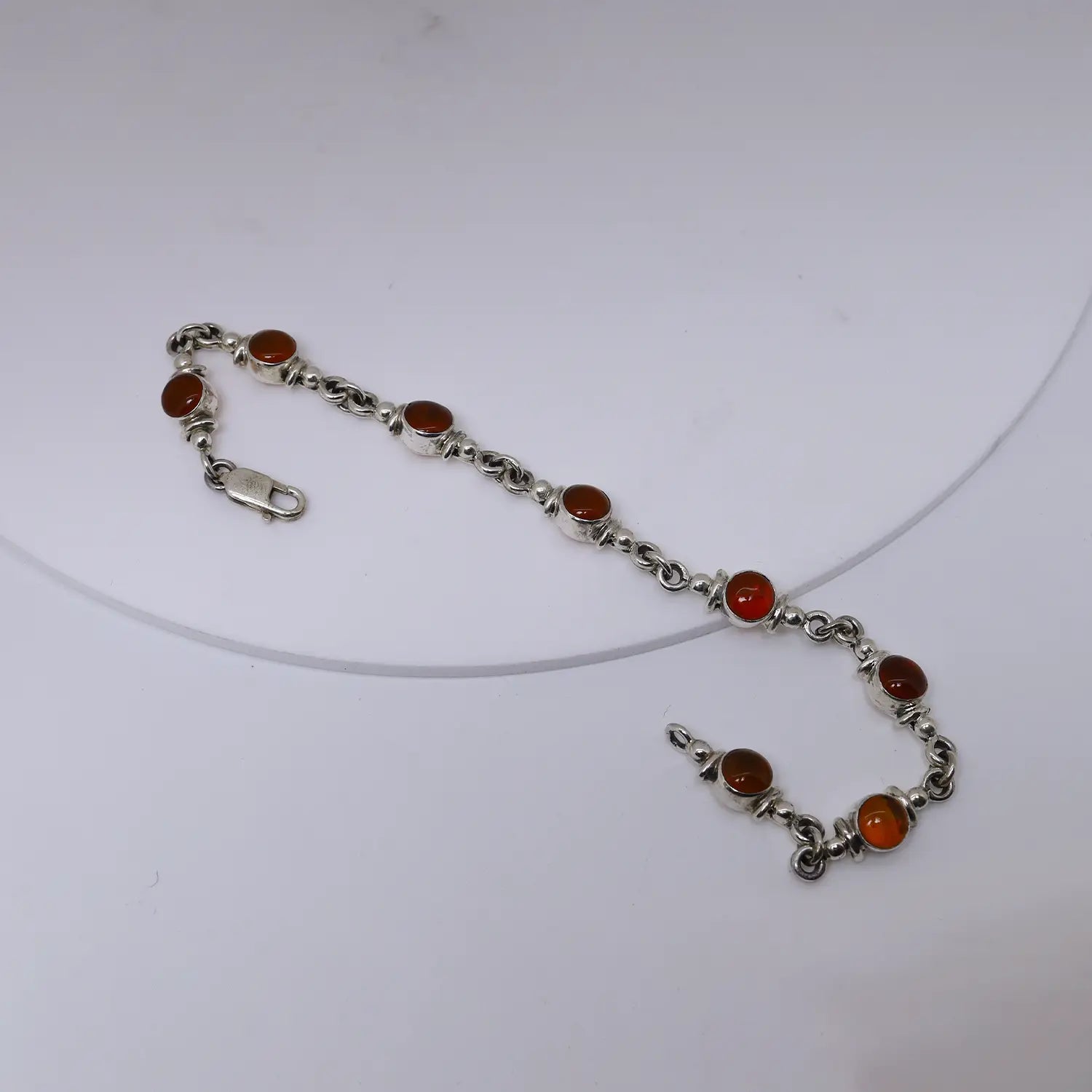 Red Garnet Oval-Link Sterling Silver Bracelet - Made With Pure 925 Silver
