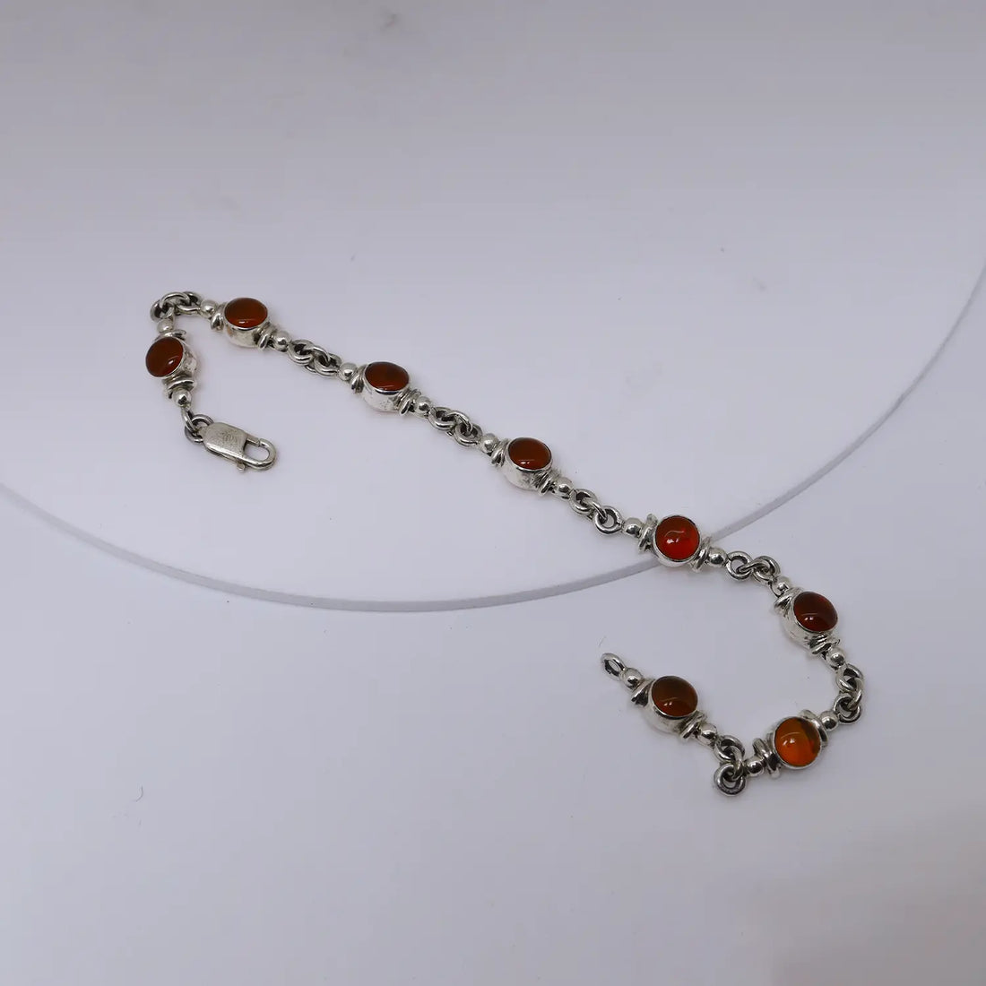 Red Garnet Oval-Link Sterling Silver Bracelet - Made With Pure 925 Silver