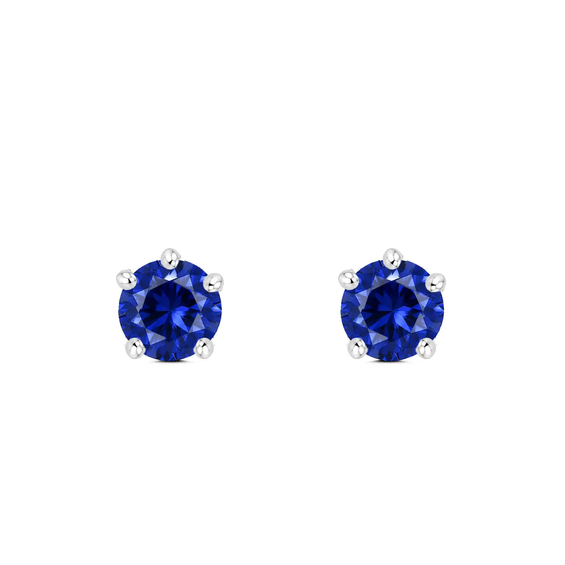 Royal Blue Solitaire Sterling Silver Stud Earrings - Made With Pure 925 Silver