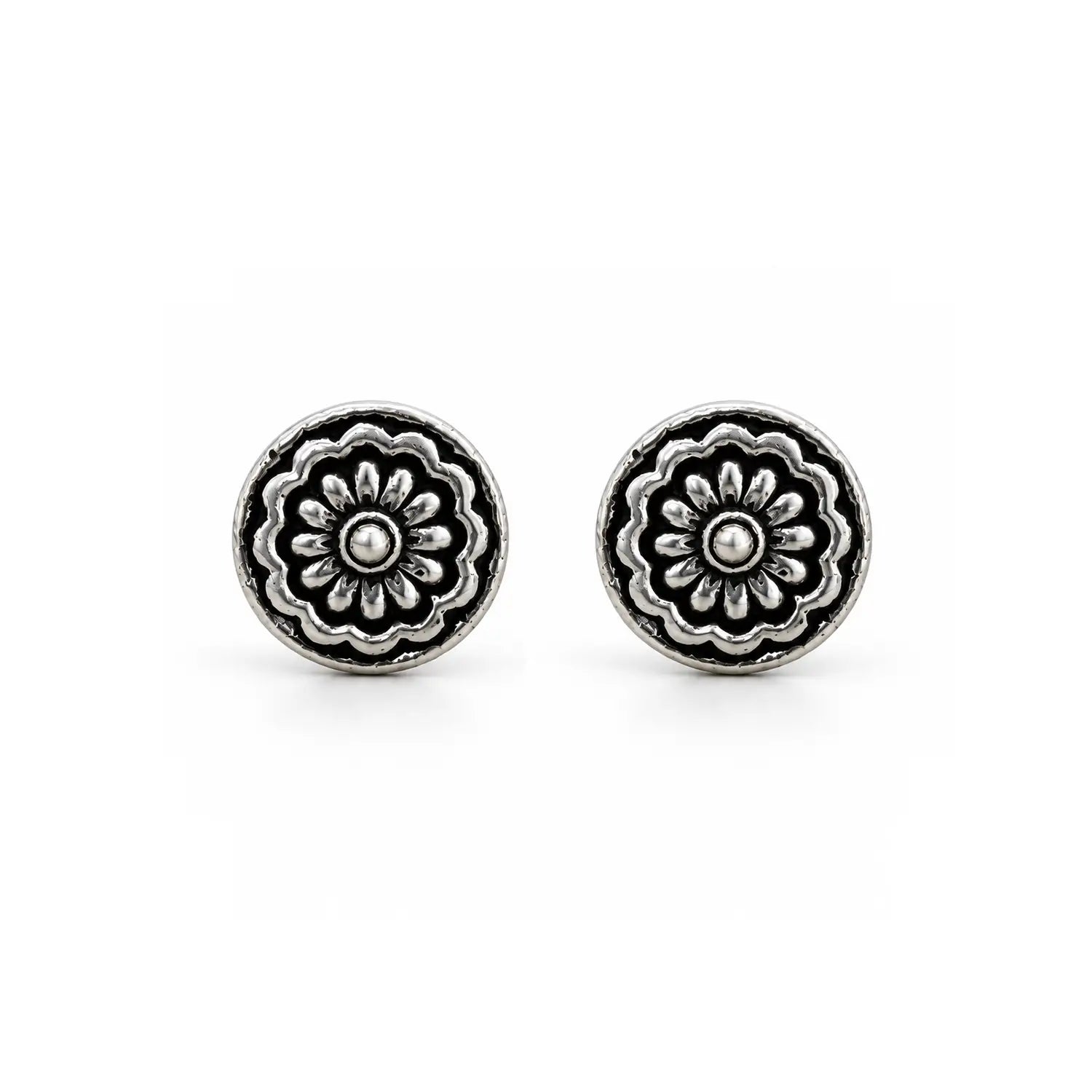 Royal Bloom Oxidised Silver Stud Earrings - Made With Pure 925 Silver
