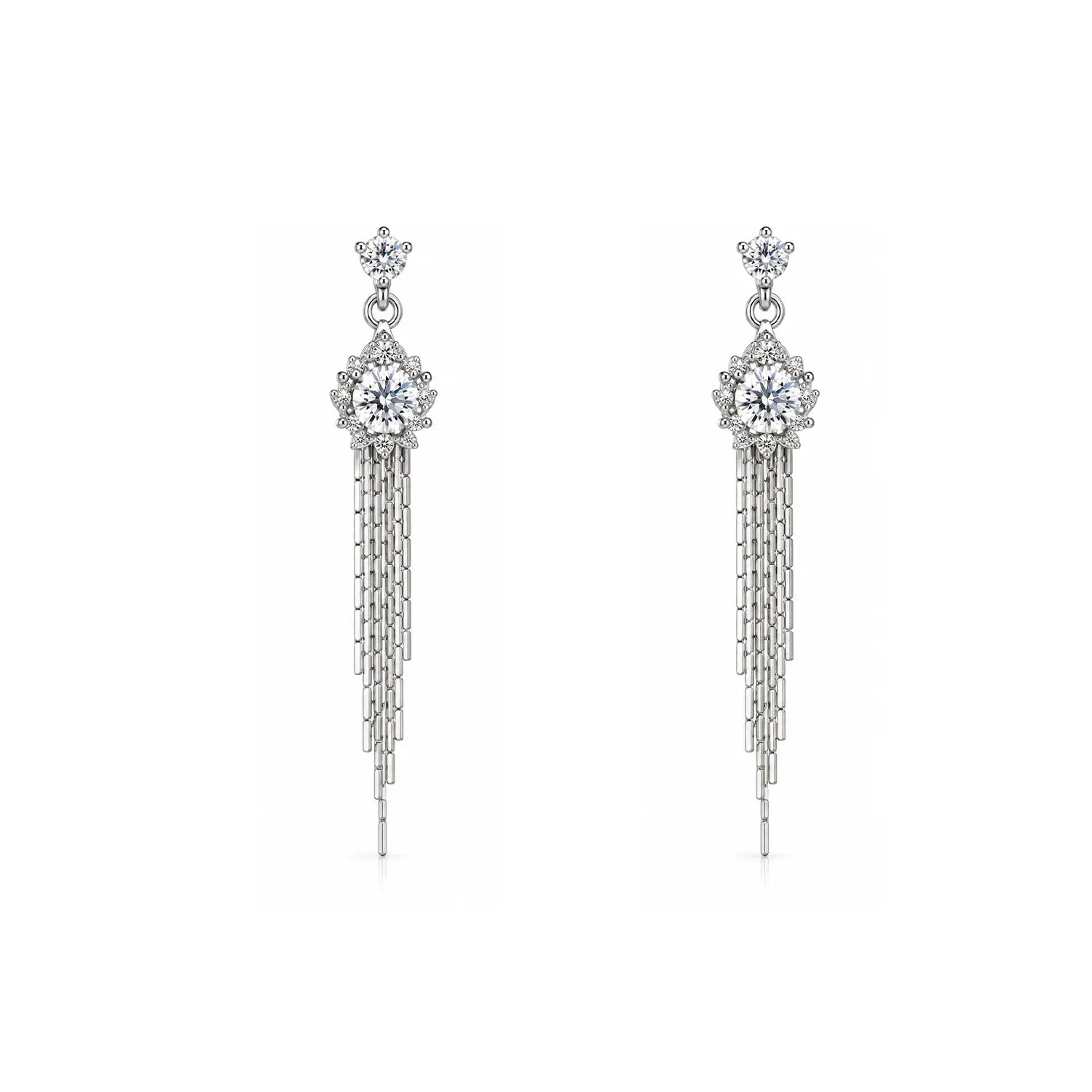 Elegant Crystal Cascade Silver Earrings - Made With Pure 925 Silver