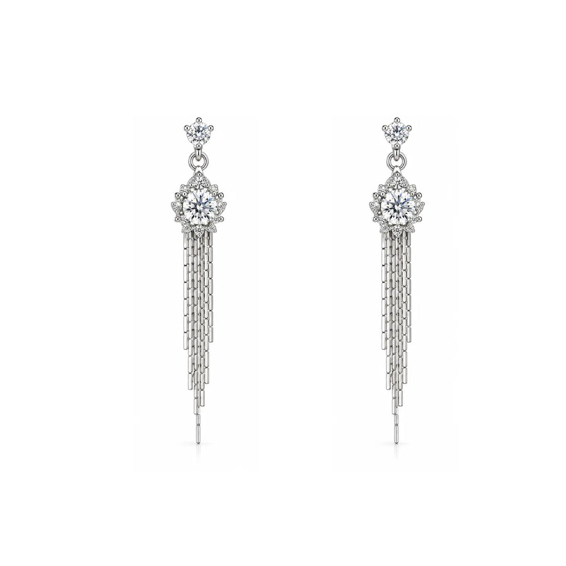Elegant Crystal Cascade Silver Earrings - Made With Pure 925 Silver