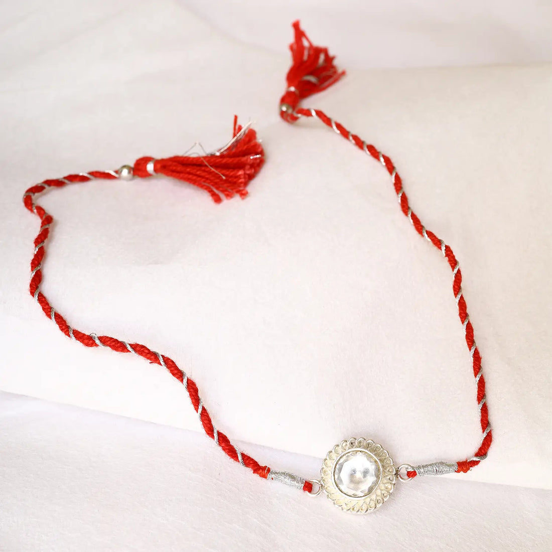 Elegant Silver Charm Rakhi Bracelet - Made With Pure 925 Silver