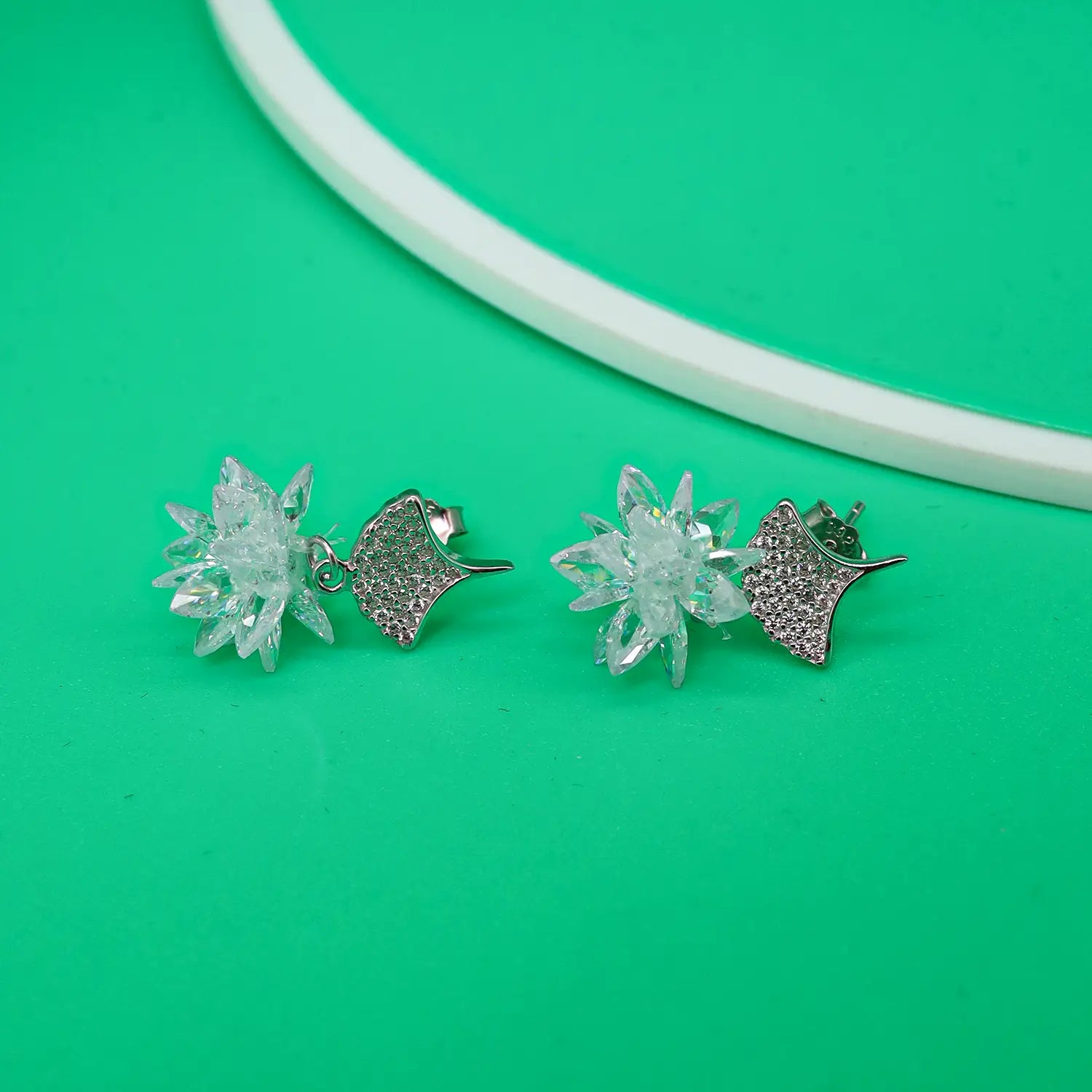 Crystal Bloom Drop Earrings - Made With Pure 925 Silver