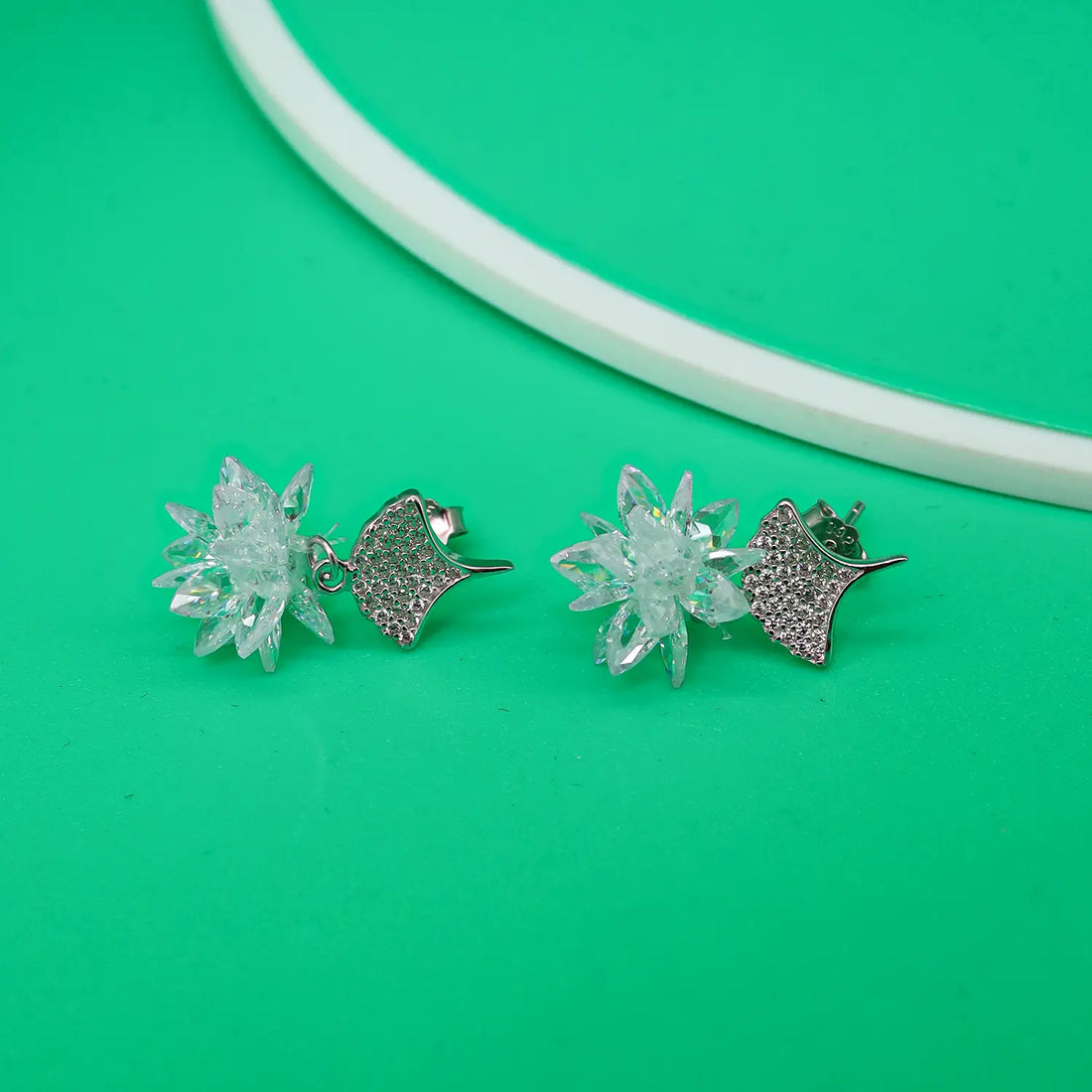 Crystal Bloom Drop Earrings - Made With Pure 925 Silver