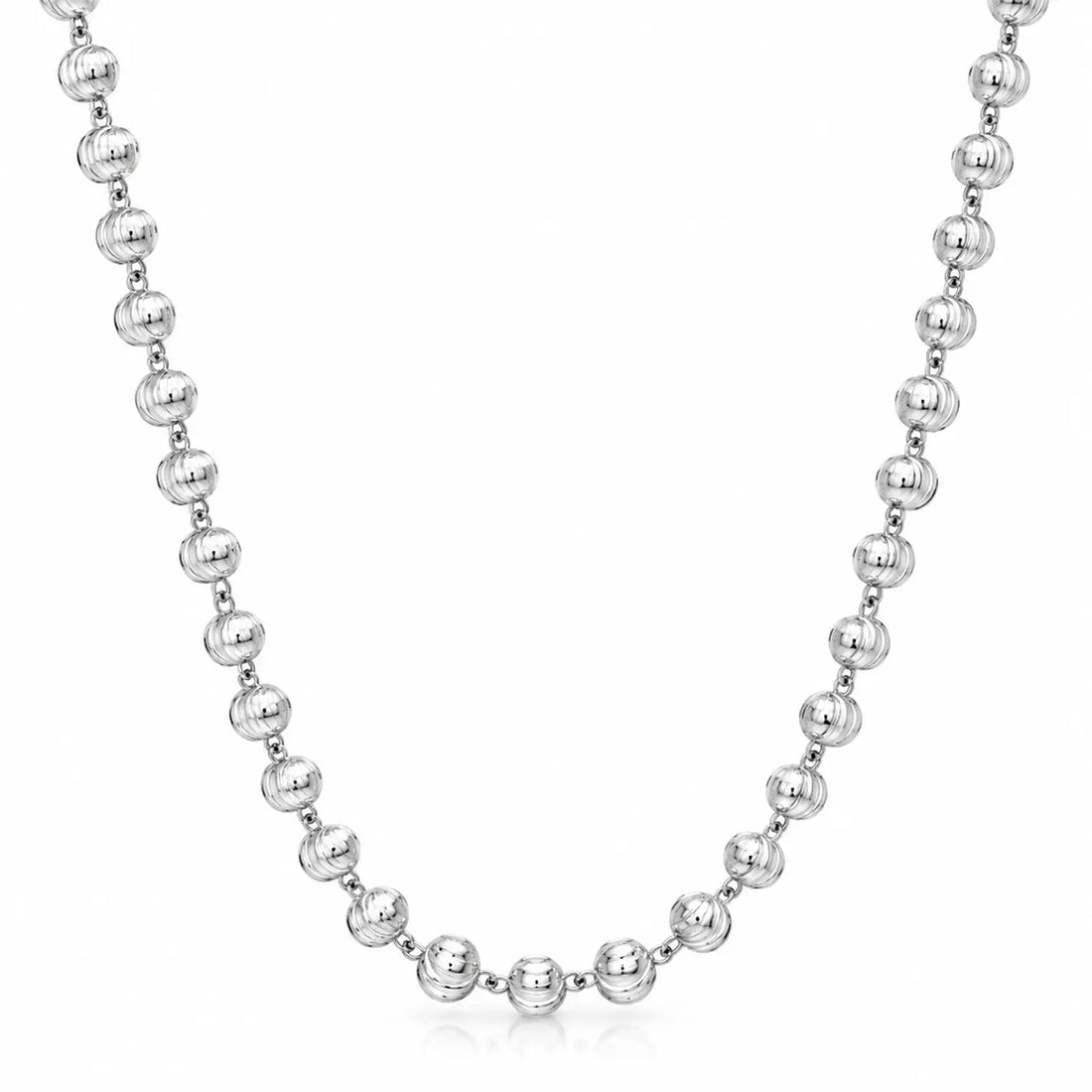 Classic Textured Bead Silver Chain - Made With Pure 925 Silver