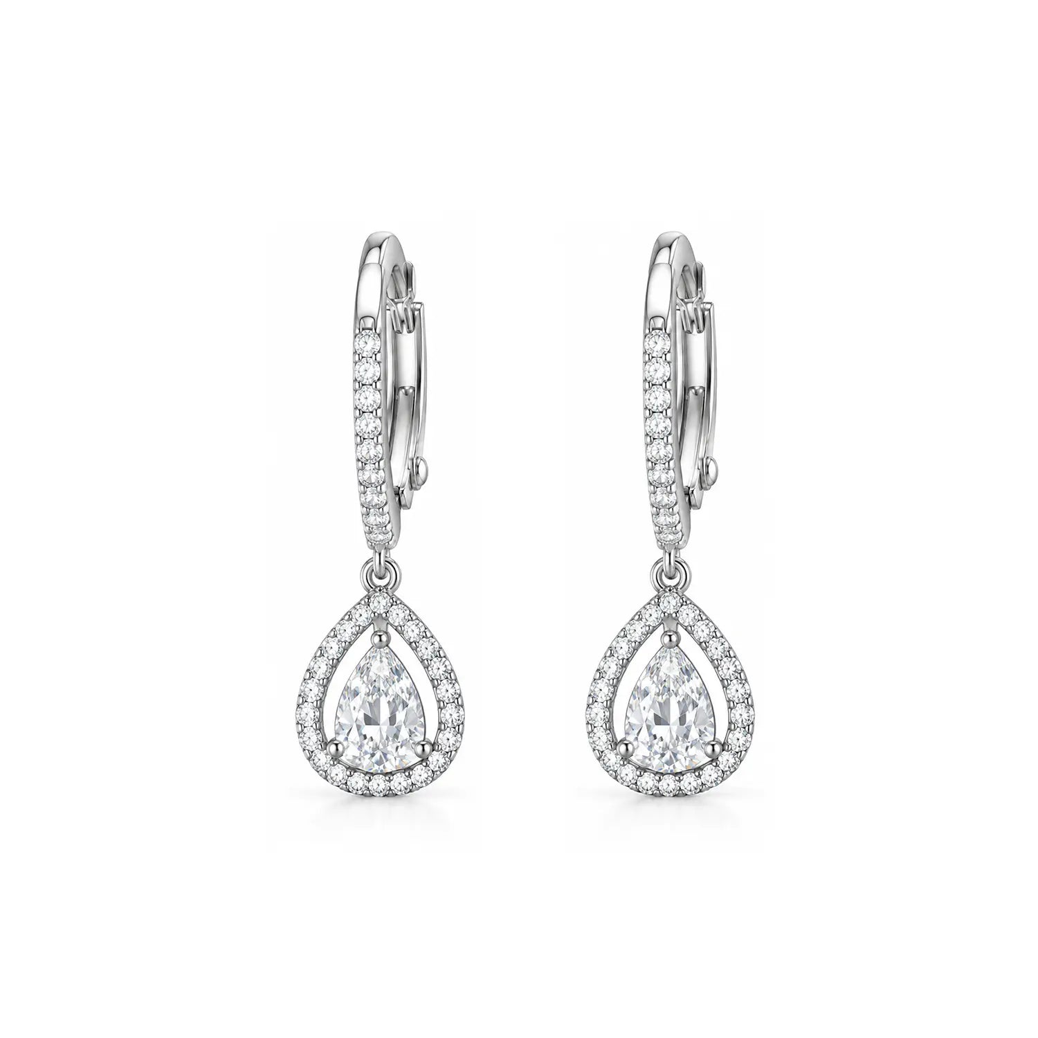 Elegant Teardrop Crystal Drop Silver Earrings - Made With Pure 925 Silver