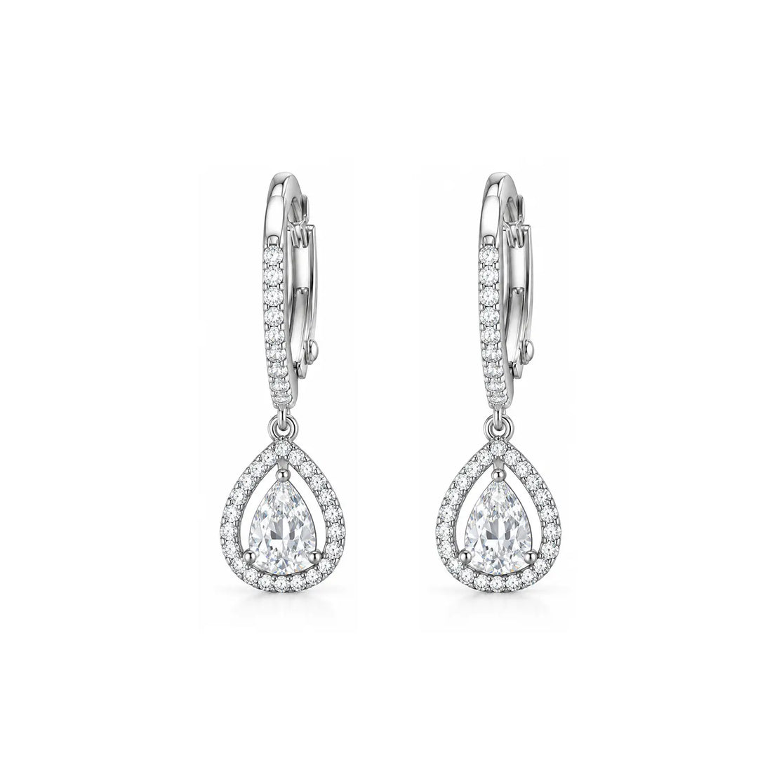 Elegant Teardrop Crystal Drop Silver Earrings - Made With Pure 925 Silver