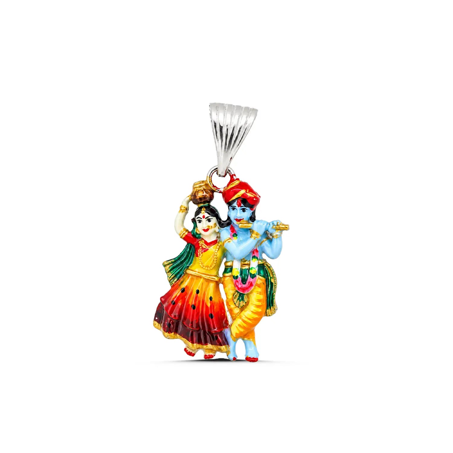Divine Radha Krishna Silver Pendant - Made With Pure 925 Silver