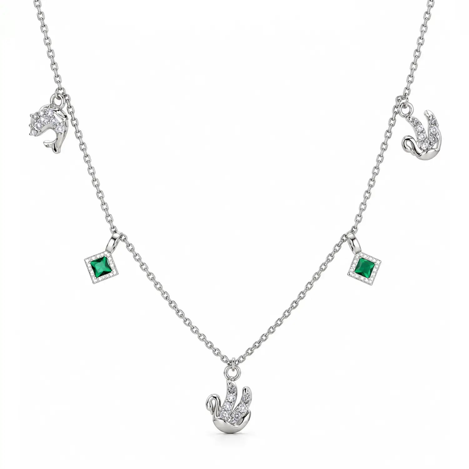 Elegant Emerald Anchor Charm Silver Chain - Made With Pure 925 Silver