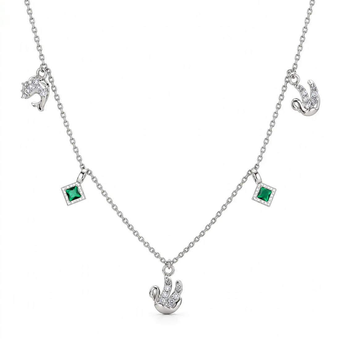 Elegant Emerald Anchor Charm Silver Chain - Made With Pure 925 Silver