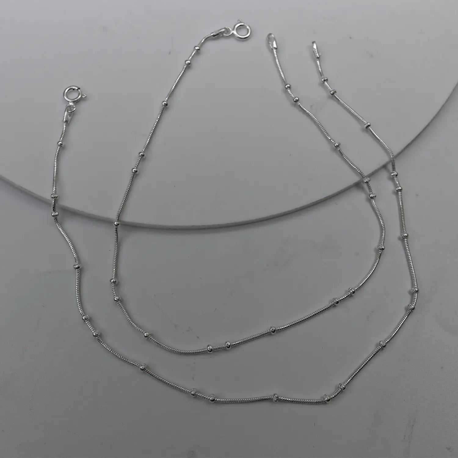 Minimal Beaded Pure Silver Anklet - Made With Pure 925 Silver