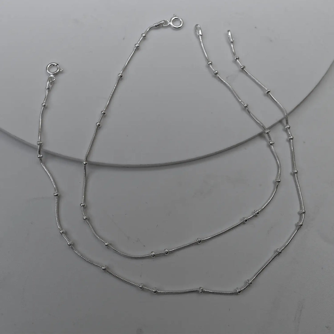Minimal Beaded Pure Silver Anklet - Made With Pure 925 Silver