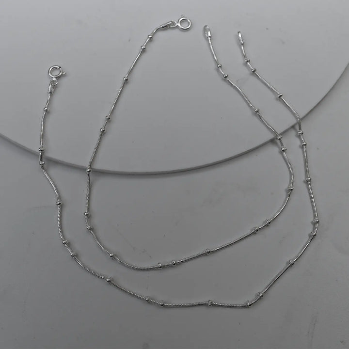 Minimal Beaded Pure Silver Anklet - Made With Pure 925 Silver