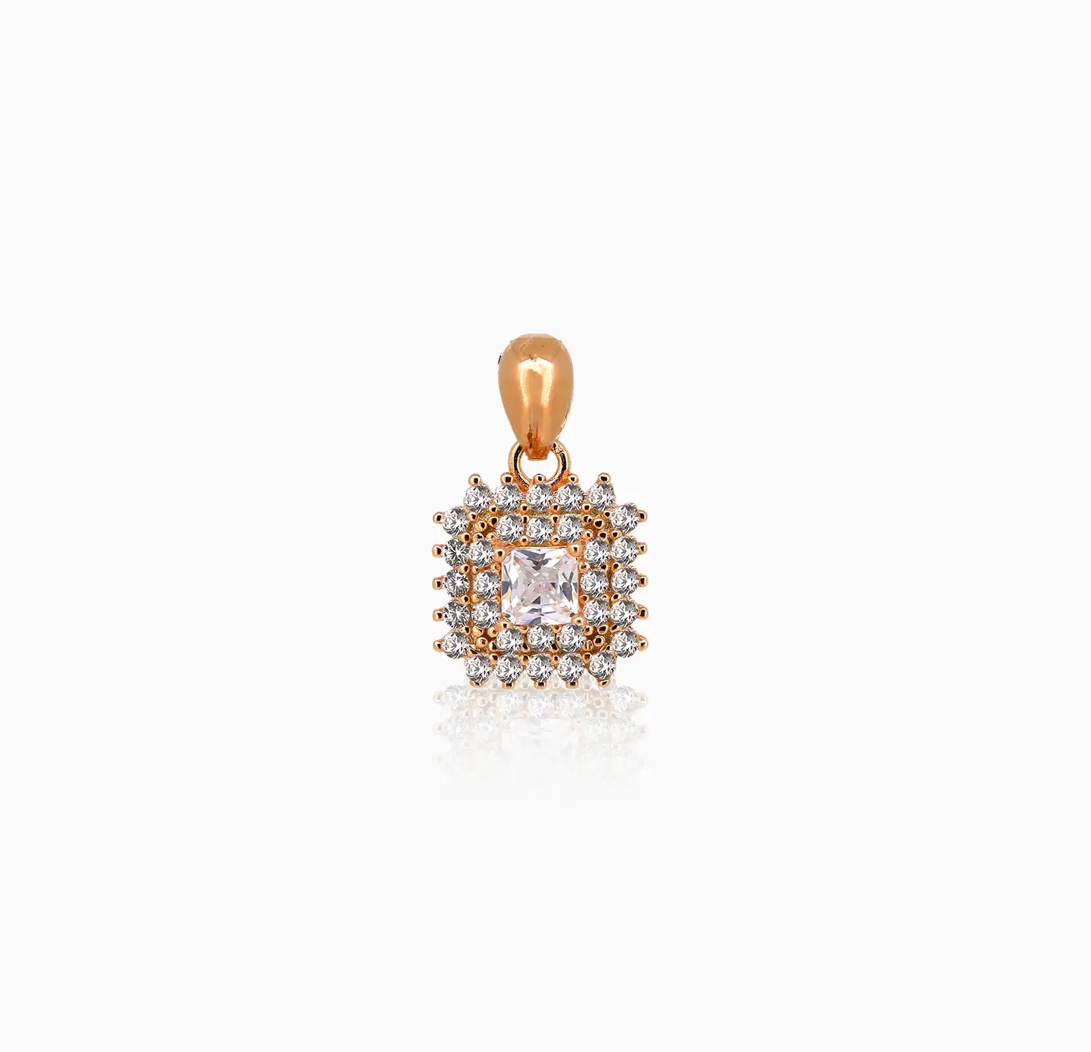Elegant Rose Gold-Plated Silver Pendant with Sparkling CZ Stones - Made With Pure 925 Silver