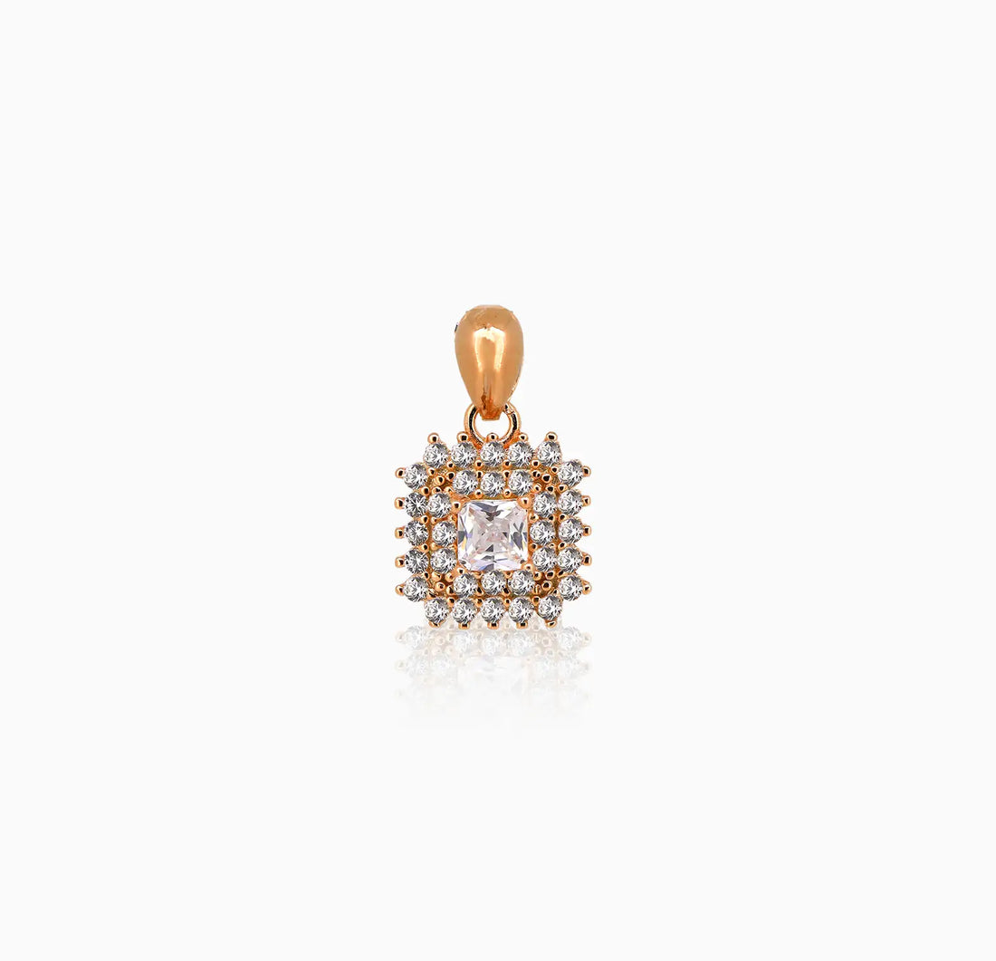 Elegant Rose Gold-Plated Silver Pendant with Sparkling CZ Stones - Made With Pure 925 Silver