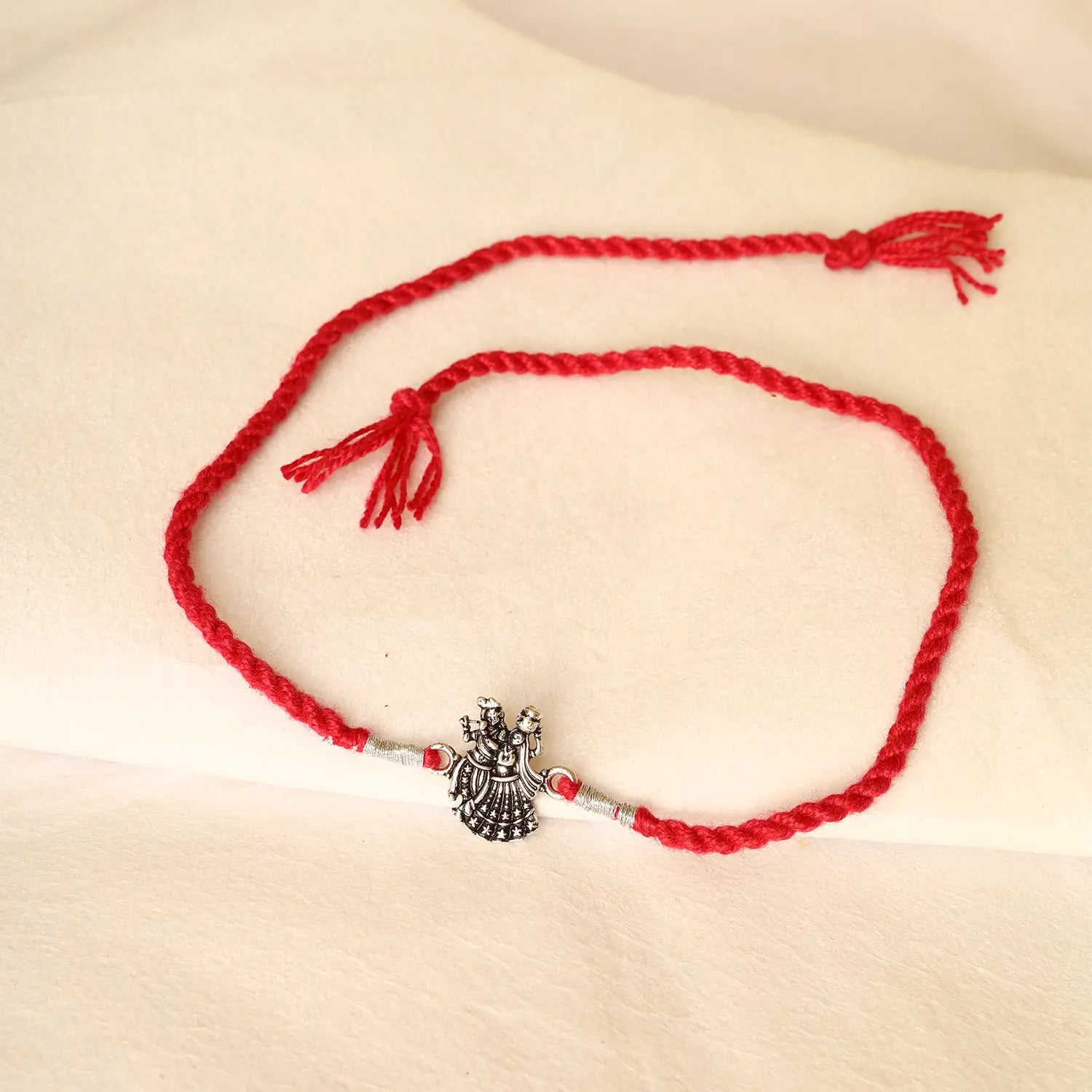 Eternal Radha Krishna Silver Rakhi - Made With Pure 925 Silver