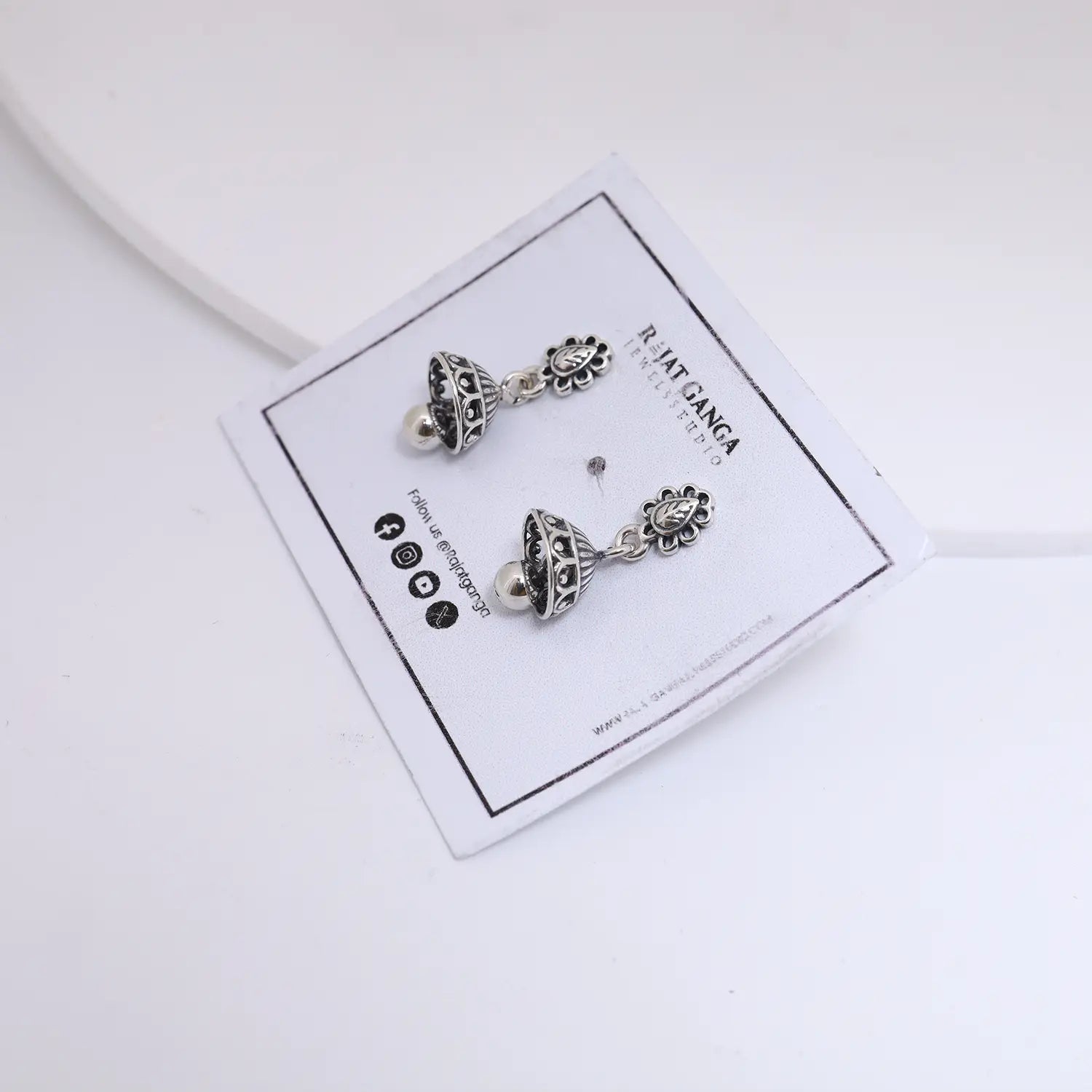 Elegant Traditional Pure Silver Jhumki Earrings- Made With Pure 925 Silver