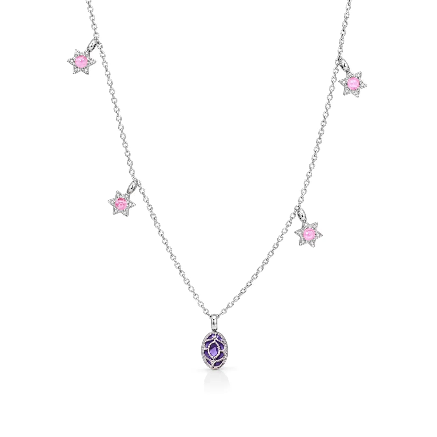 Elegant Pink Star Charm Silver Chain - Made With Pure 925 Silver