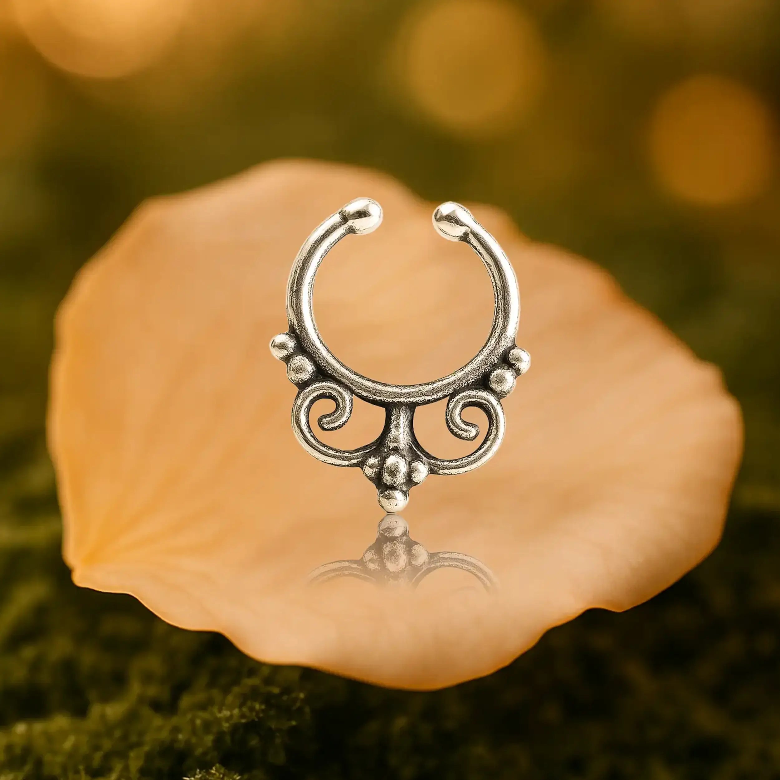 Swirl Charm Oxidized Silver Nose Pin- Made With Pure 925 Silver