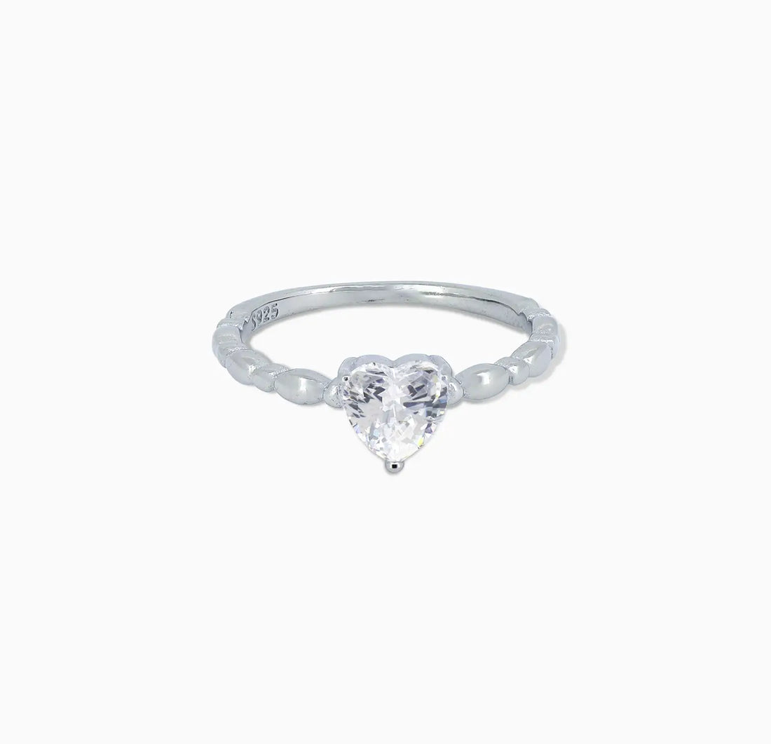 Heart Solitaire Pure Silver Ring - Made With Pure 925 Silver