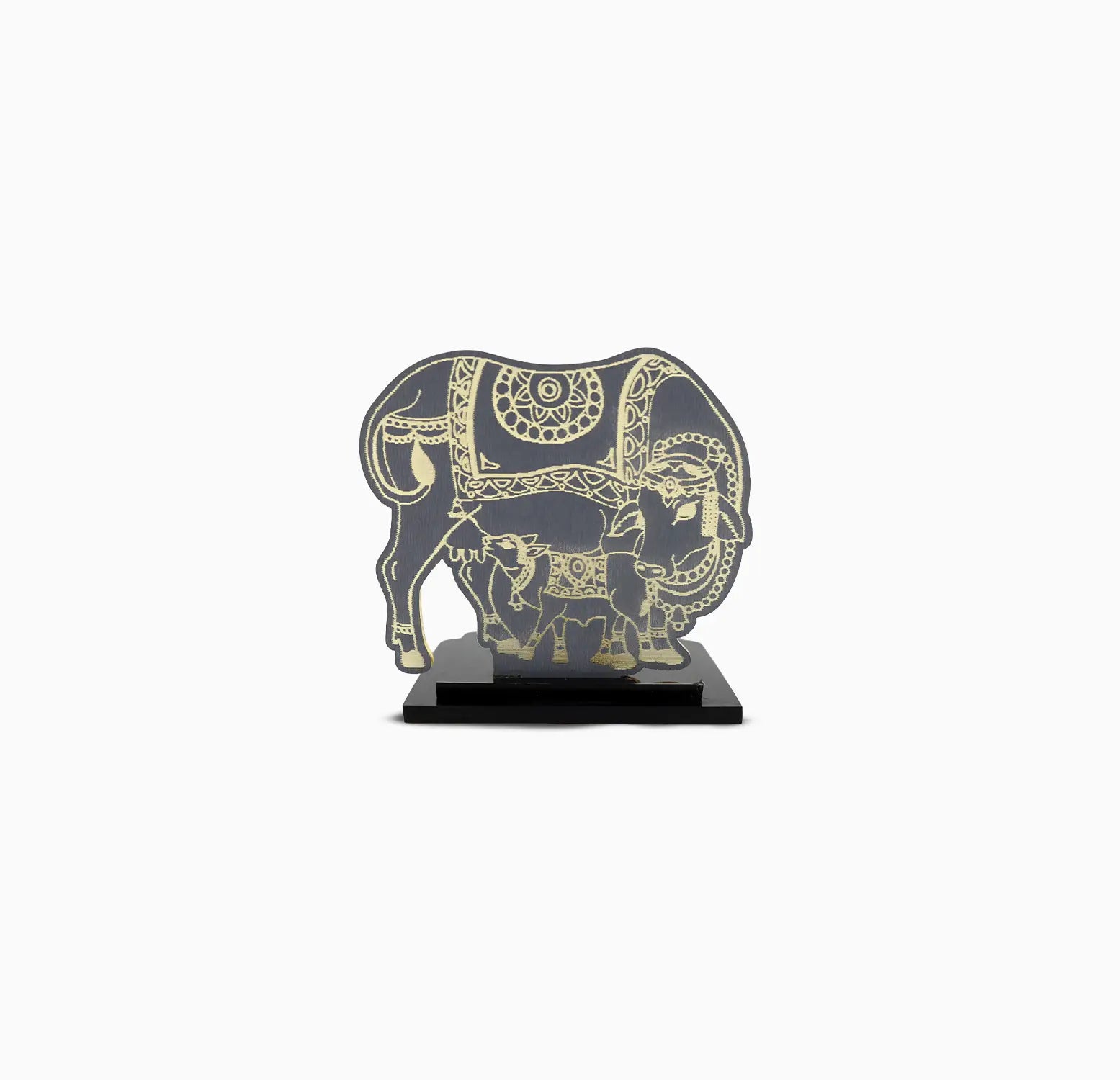 Lord Krishna Idol with Decorative Elephant Backdrop - Made With Pure 925 Silver