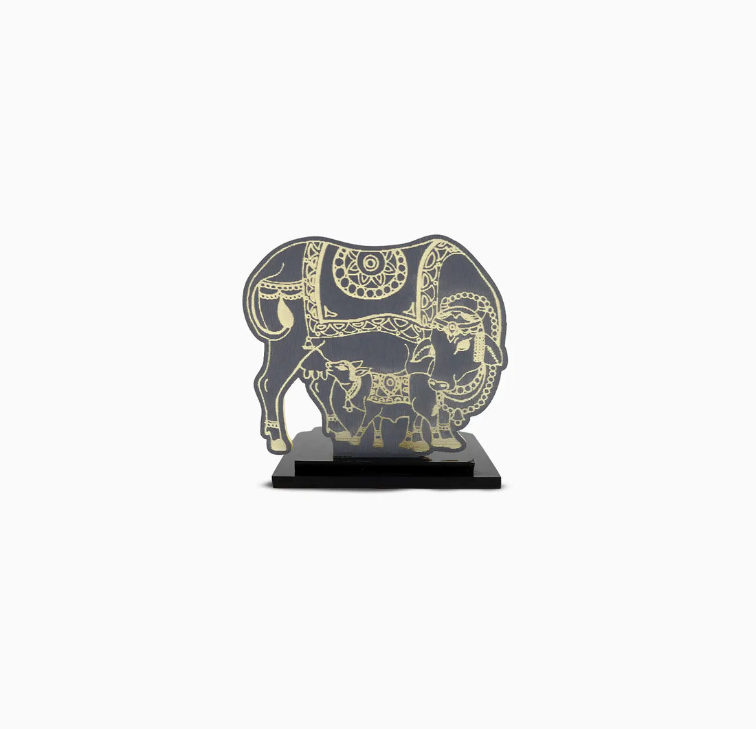 Lord Krishna Idol with Decorative Elephant Backdrop - Made With Pure 925 Silver