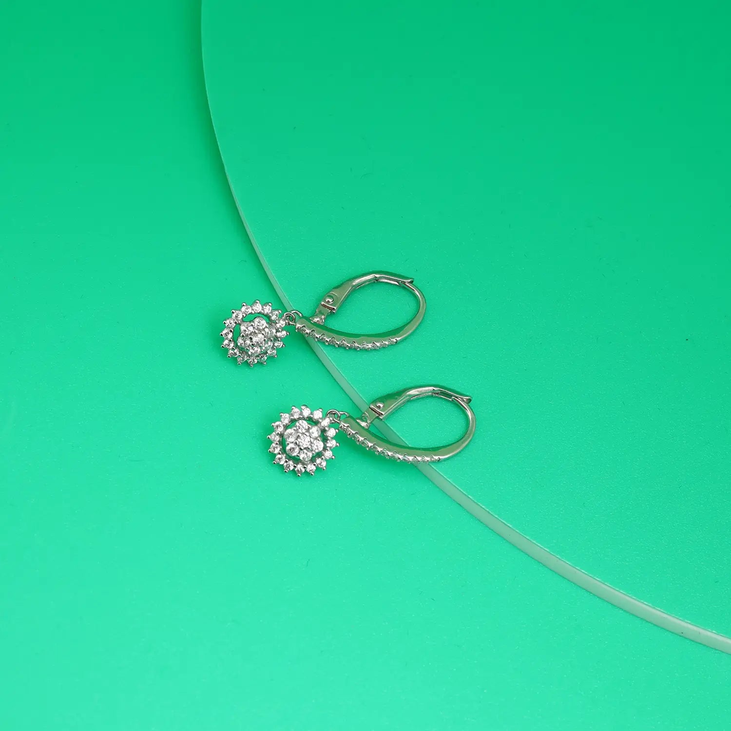 Sparkling Halo Hoop Earrings - Made With Pure 925 Silver