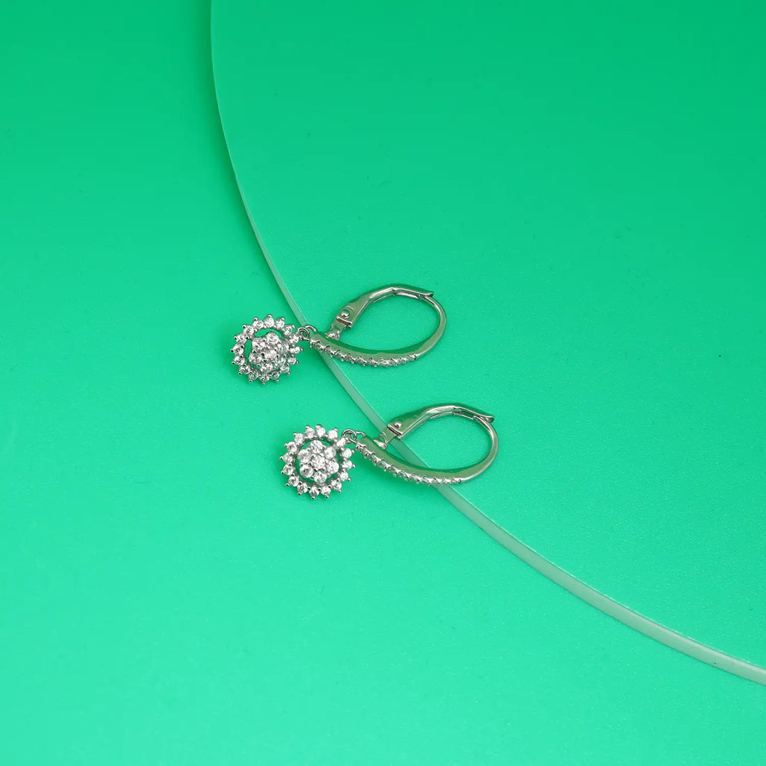 Sparkling Halo Hoop Earrings - Made With Pure 925 Silver