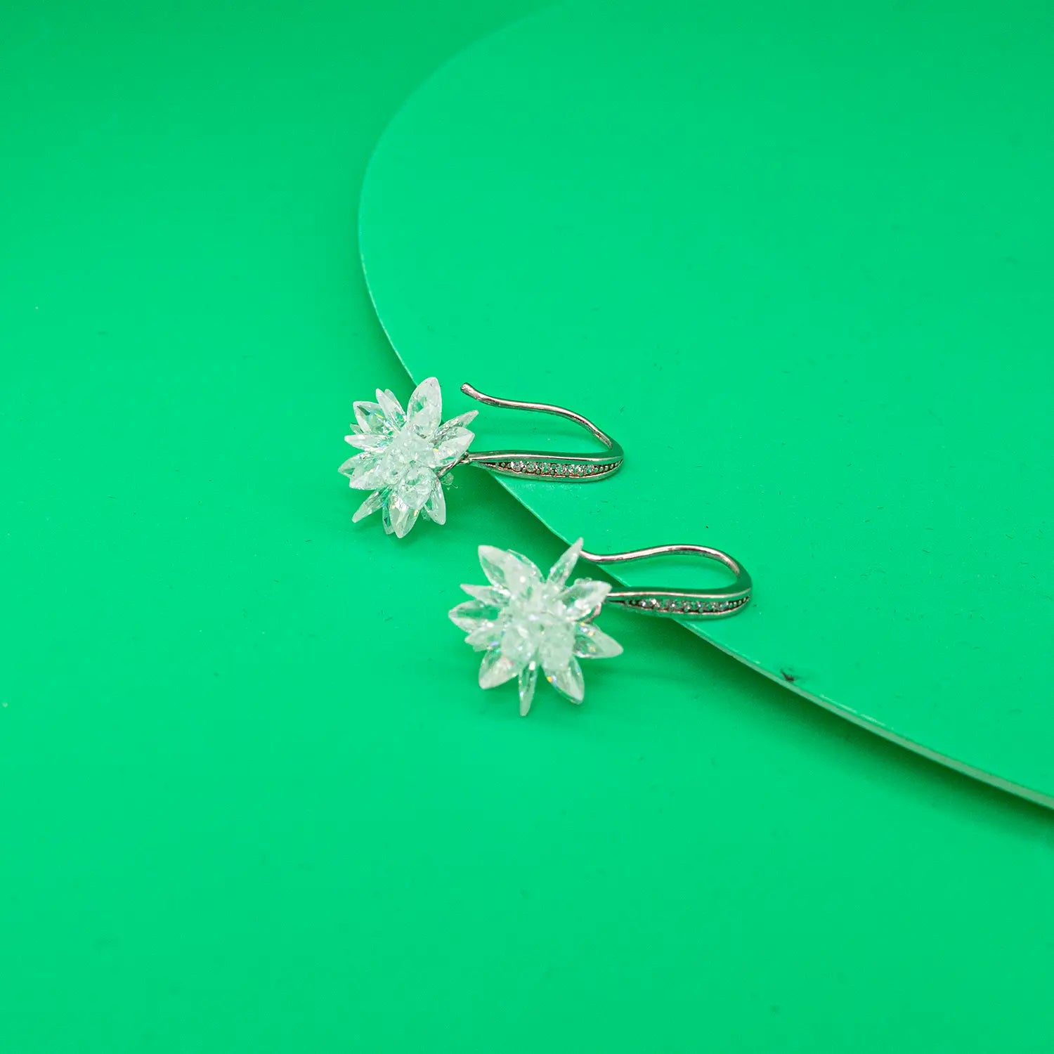 Crystal Bloom Hook Earrings - Made With Pure 925 Silver