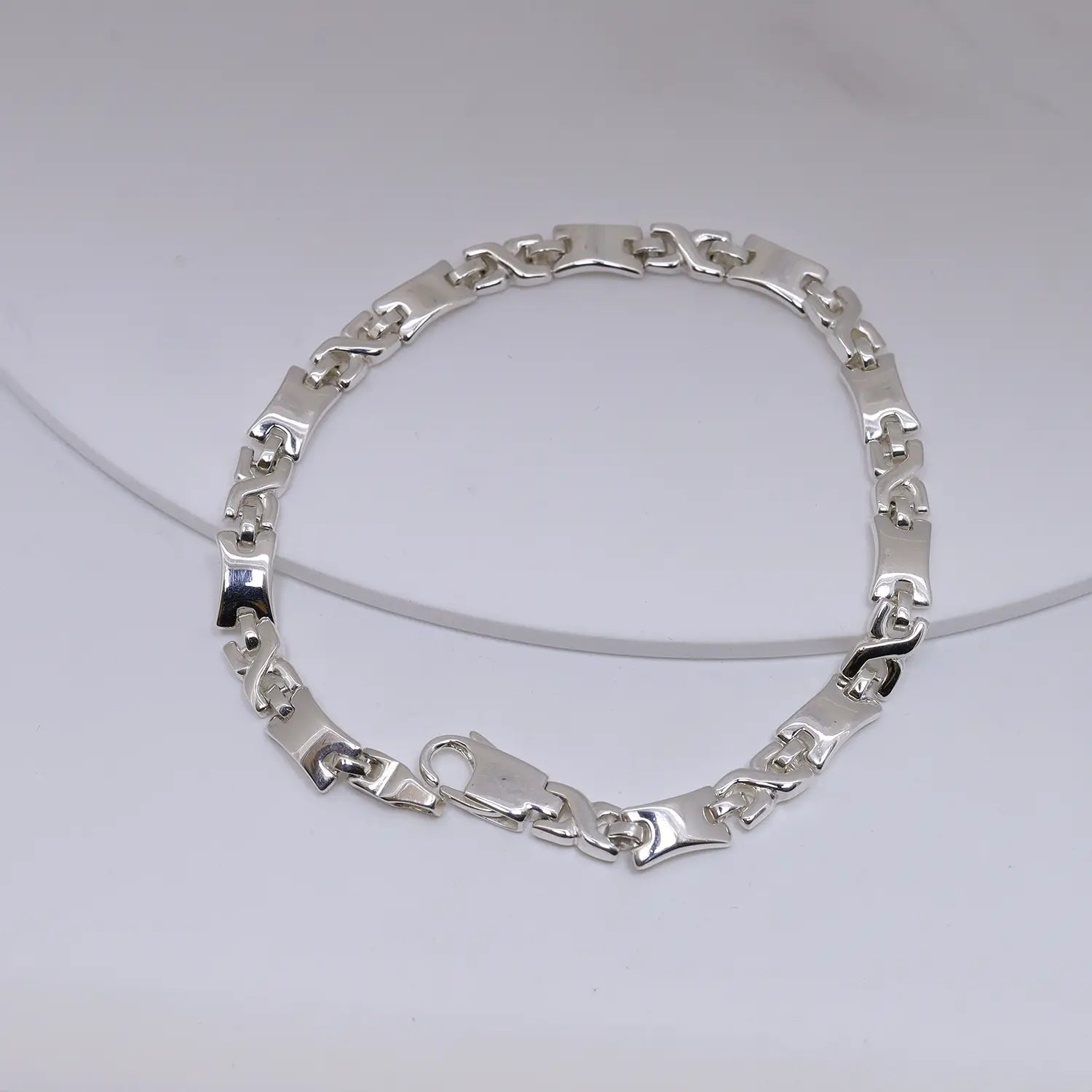 Modern Interlock Pure Silver Bracelet - Made With Pure 925 Silver