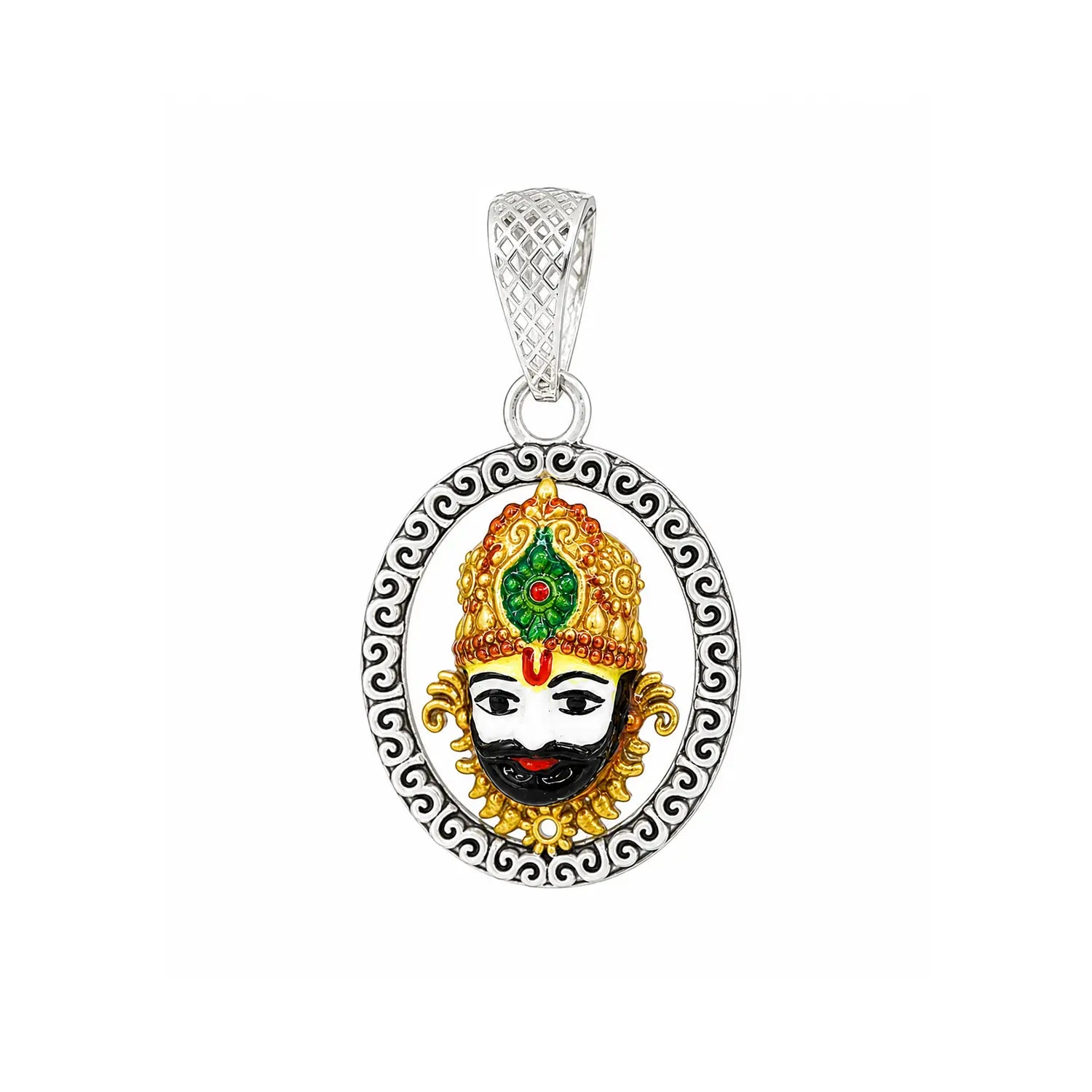 Divine Shrinathji Oxidised Silver Pendant - Made With Pure 925 Silver