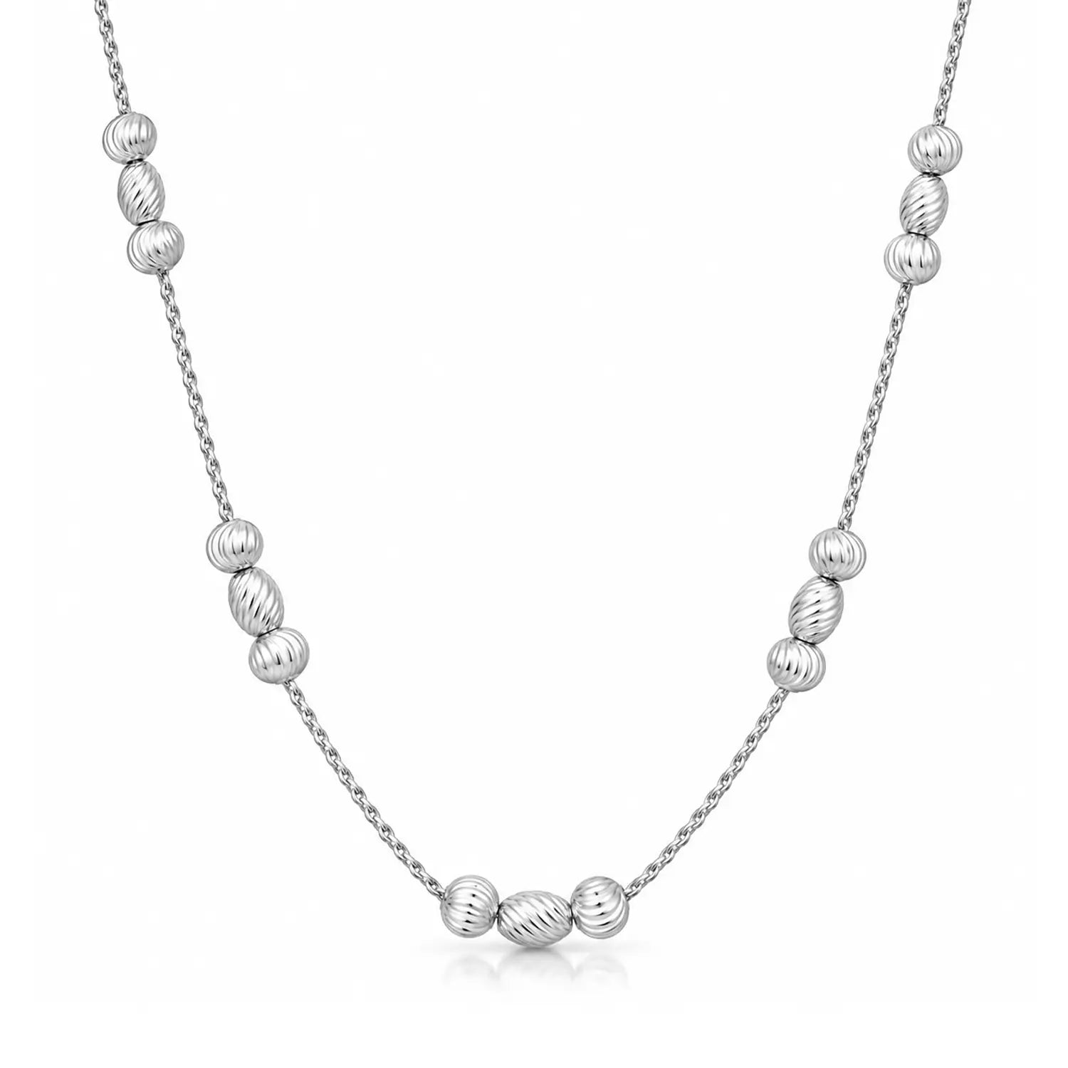 Elegant Textured Bead Silver Chain - Made With Pure 925 Silver