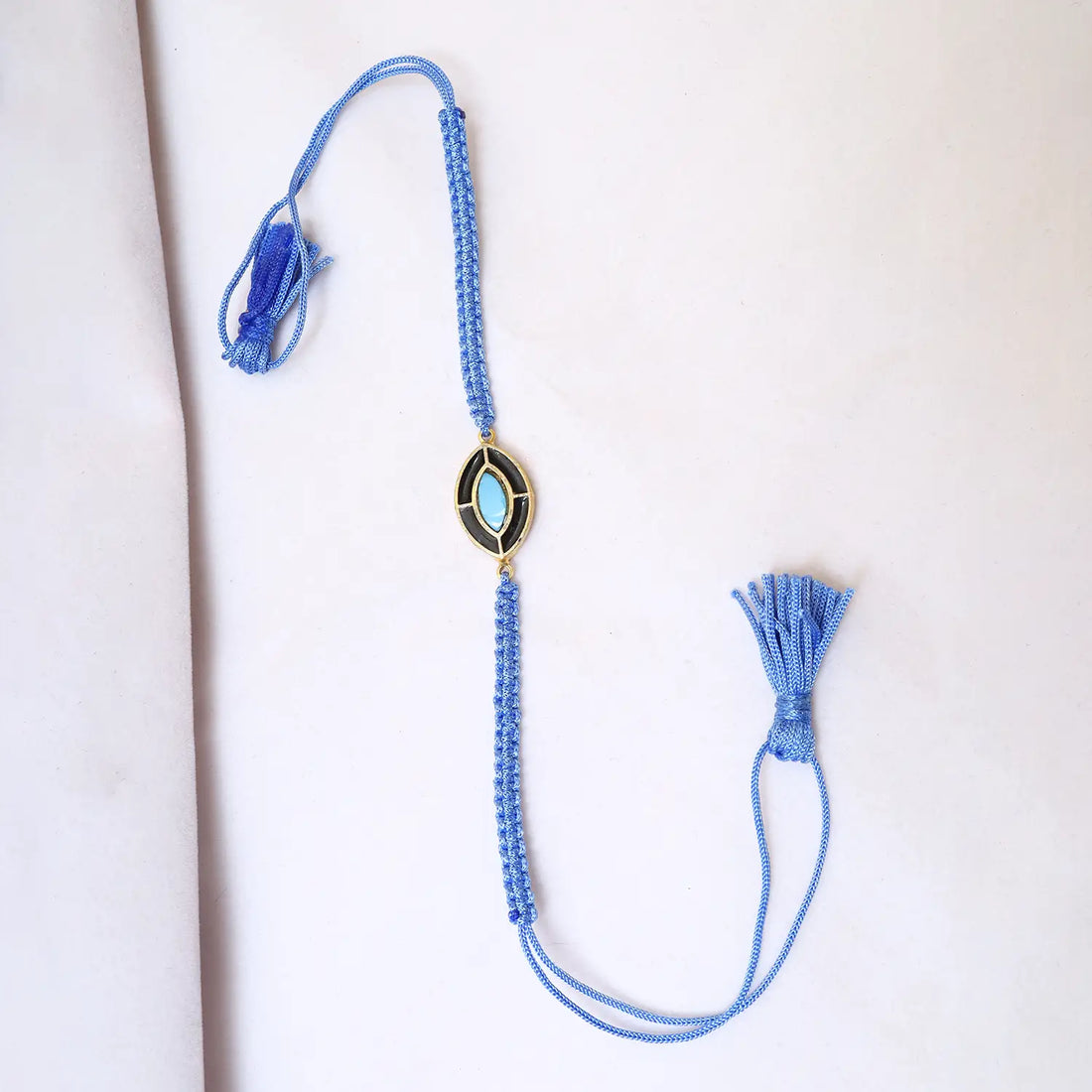 Sky Blue Stone Silver Rakhi - Made With Pure 925 Silver
