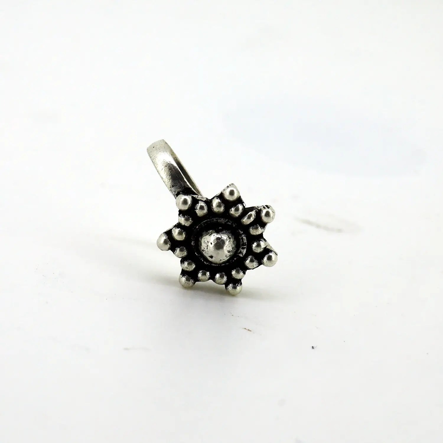 Vintage Floral Oxidised Silver Nose Pin- Made With Pure 925 Silver