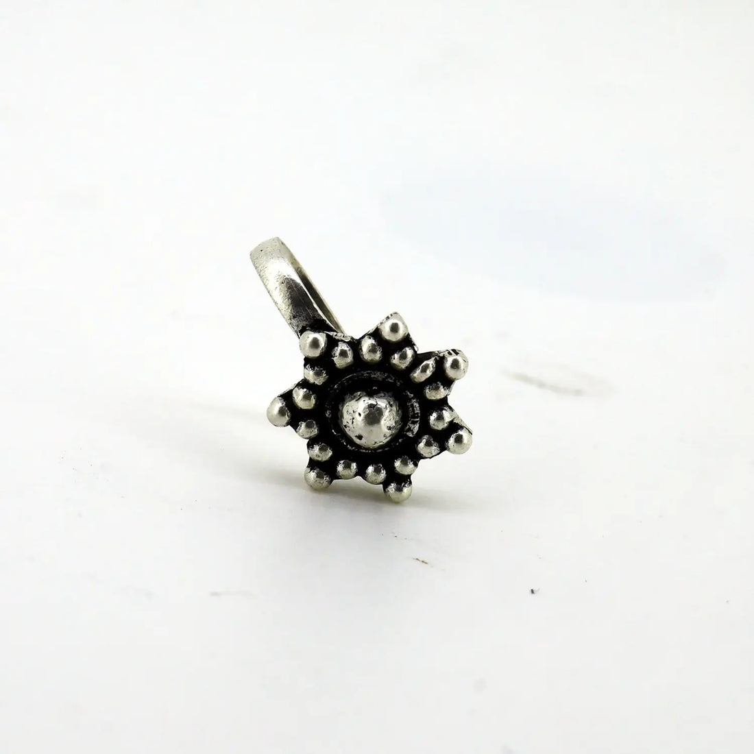 Vintage Floral Oxidised Silver Nose Pin- Made With Pure 925 Silver