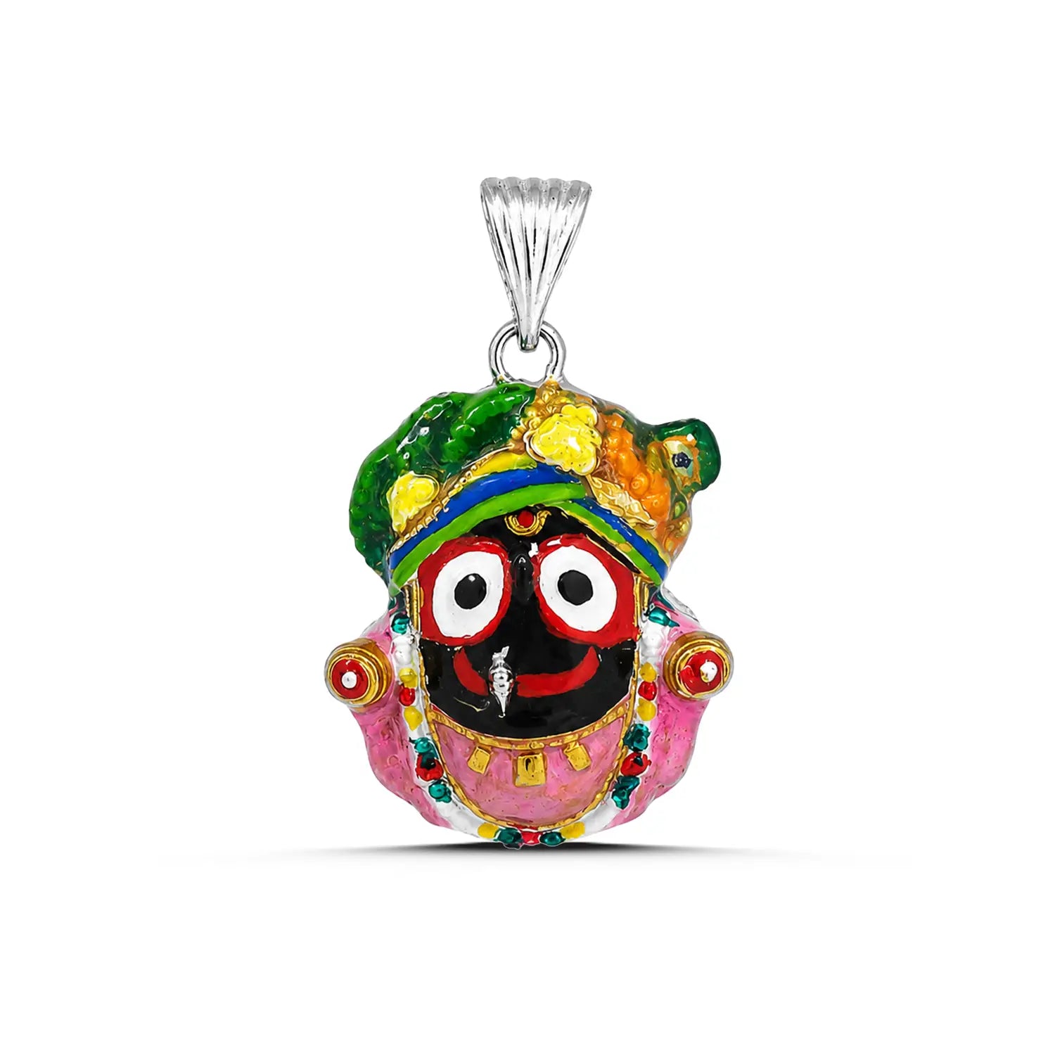 Divine Lord Jagannath Multicolour Silver Pendant - Made With Pure 925 Silver