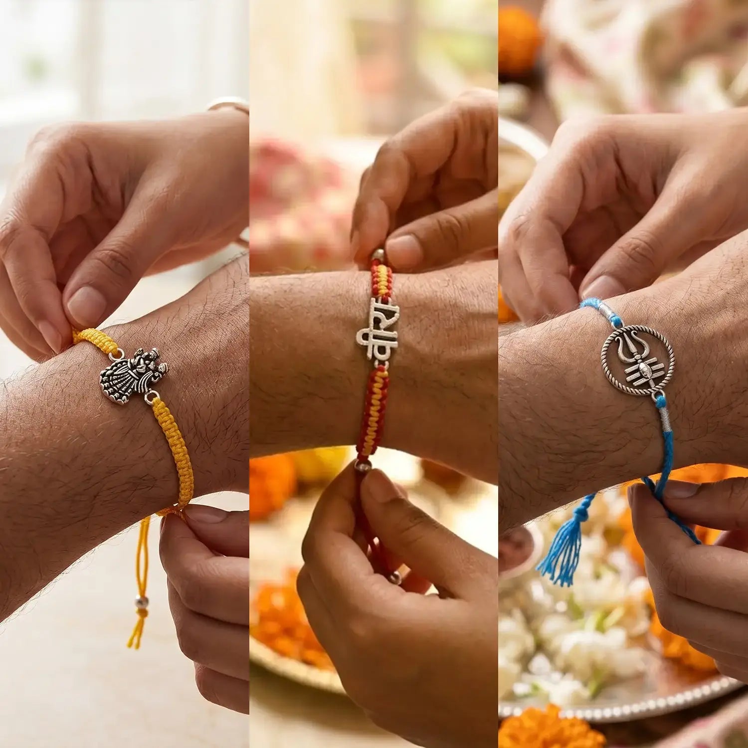 Three Pure Silver Rakhi Combo – Premium Raksha Bandhan Offer