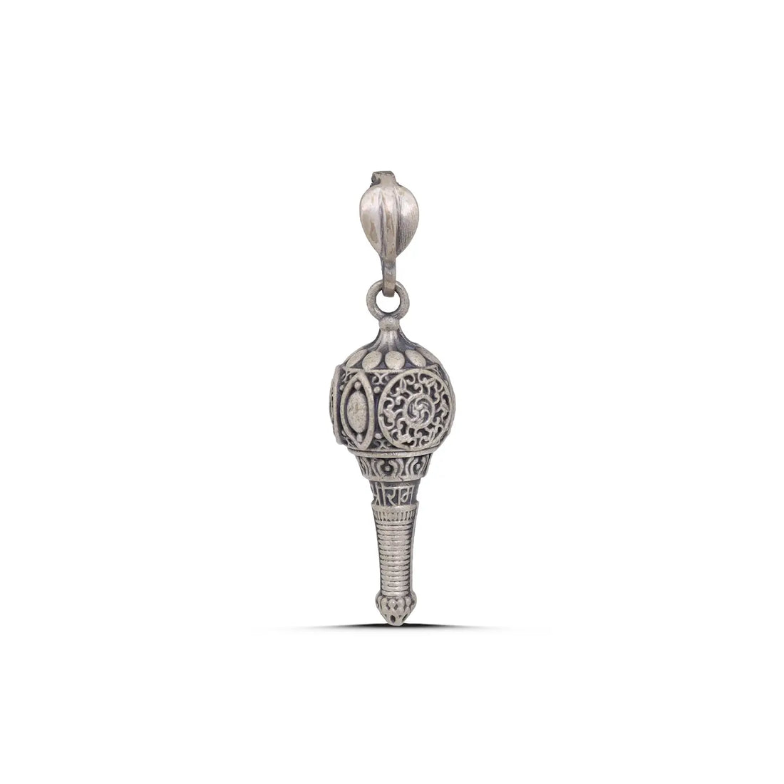 Antique Ornate Gada Inspired Silver Pendant - Made With Pure 925 Silver