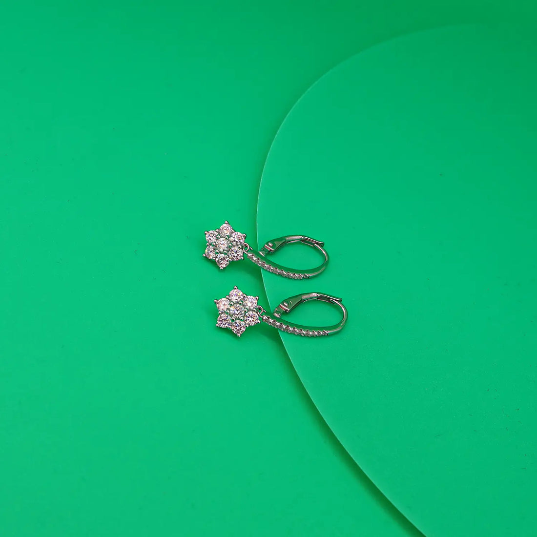 Elegant Floral CZ Drop Earrings - Made With Pure 925 Silver