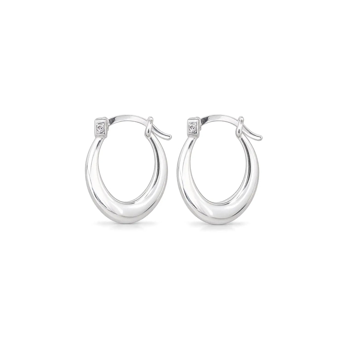 Elegant Sculpted Oval 925 Silver Hoop Earrings - Made With Pure 925 Silver