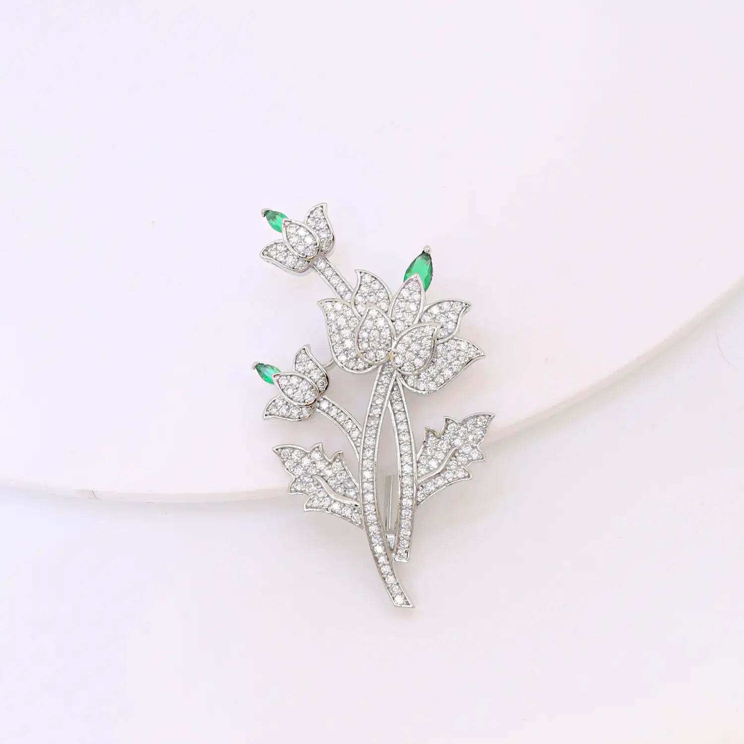 Elegant Lotus Bloom Silver Brooch - Made With Pure 925 Silver