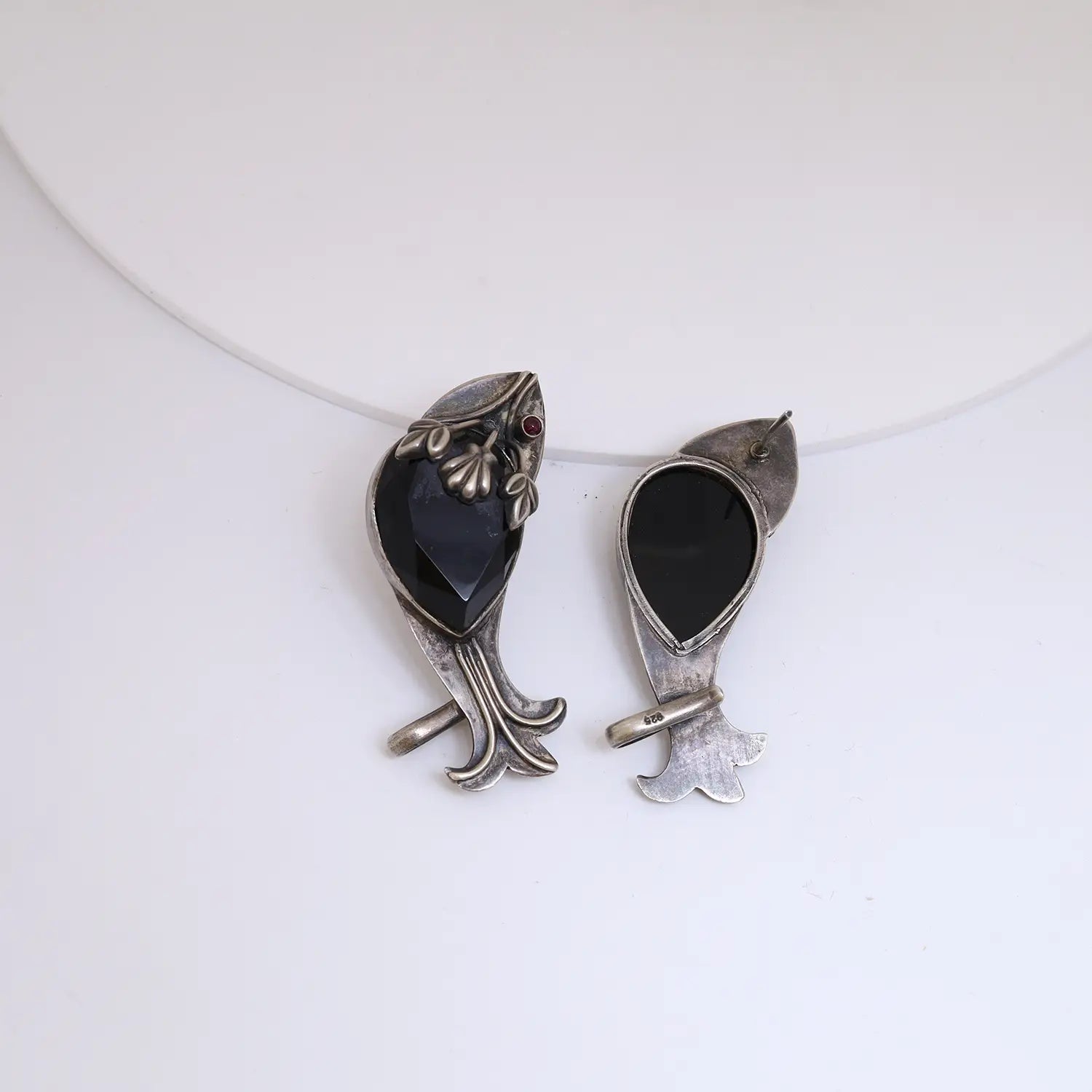 Vintage Black Onyx Sterling Silver Statement Earrings - Made With Pure 925 Silver