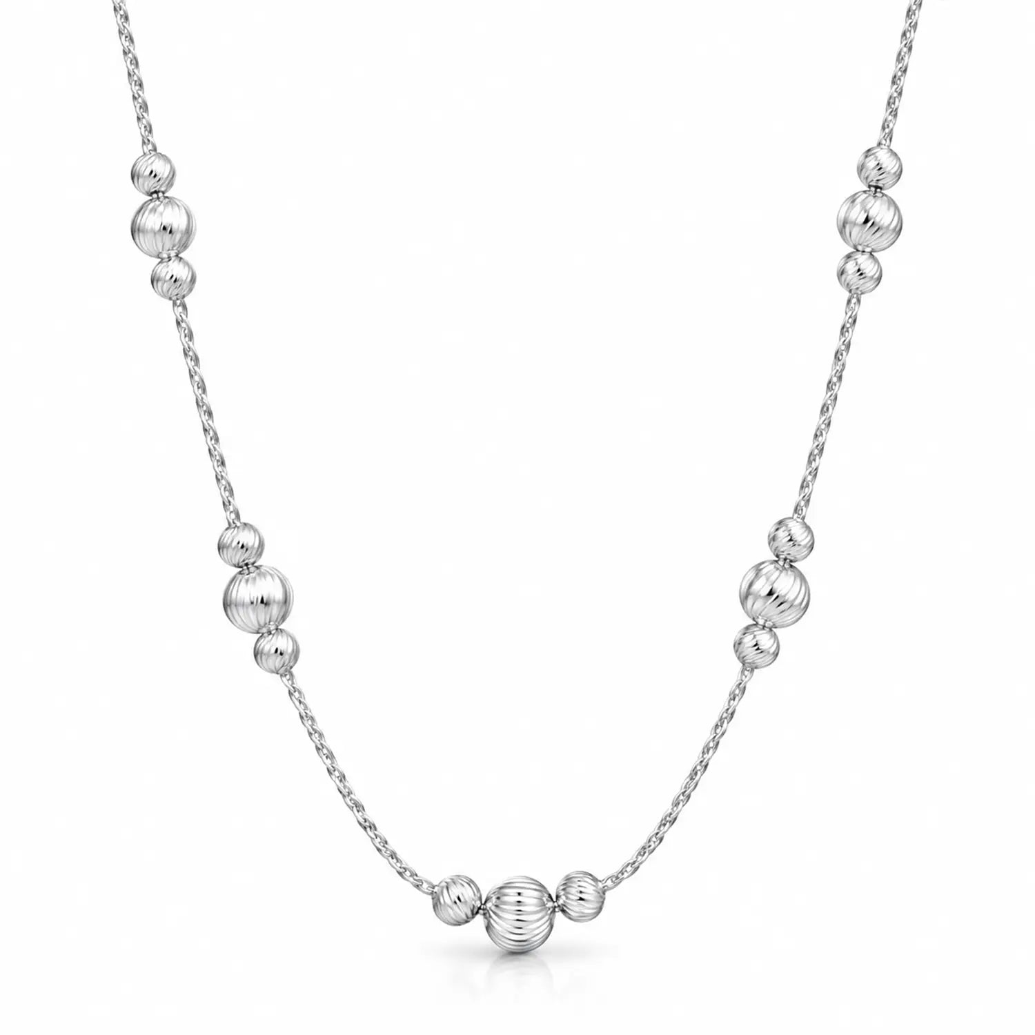 Elegant Textured Bead Silver Chain - Made With Pure 925 Silver