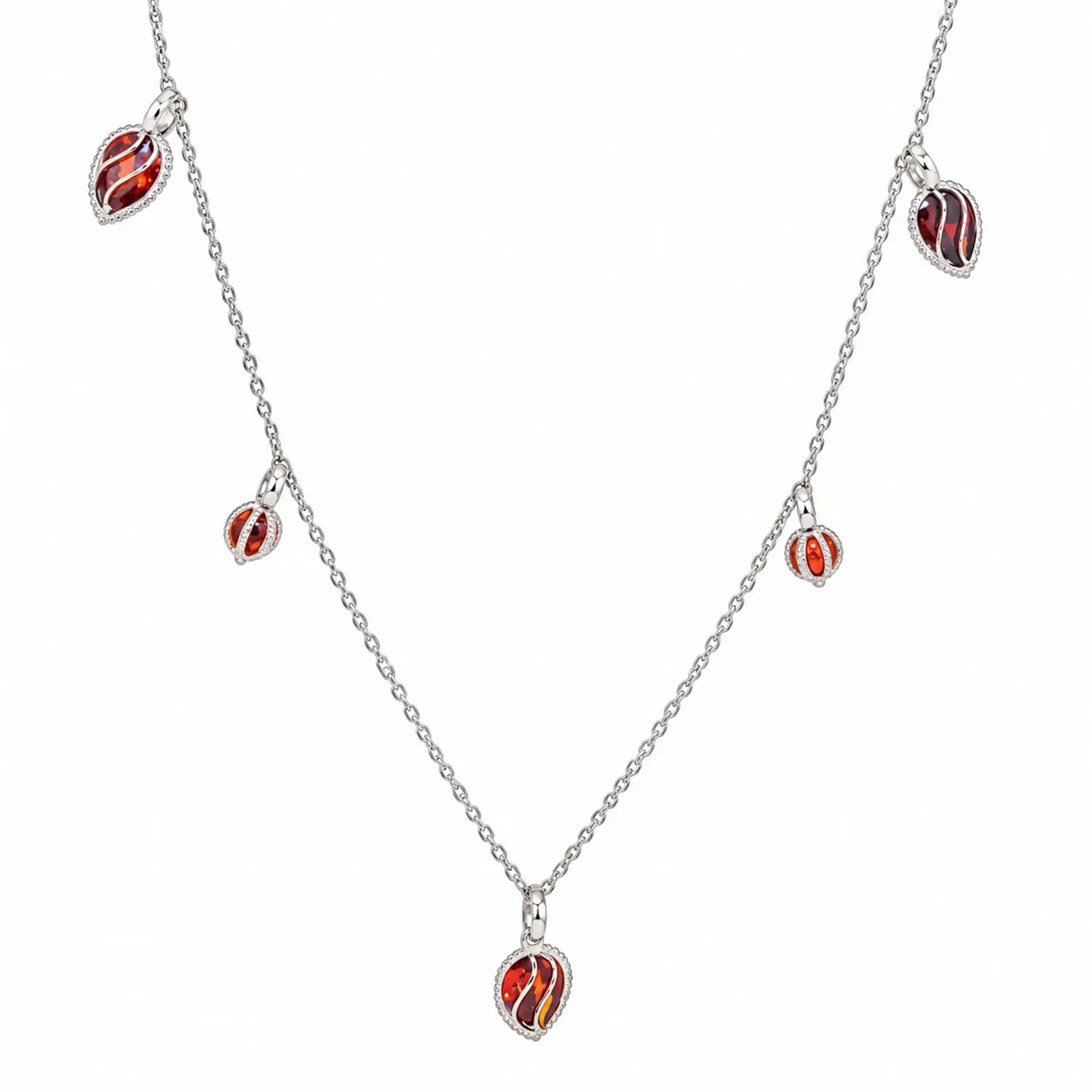 Red Garnet-Inspired Charm Chain - Made With Pure 925 Silver