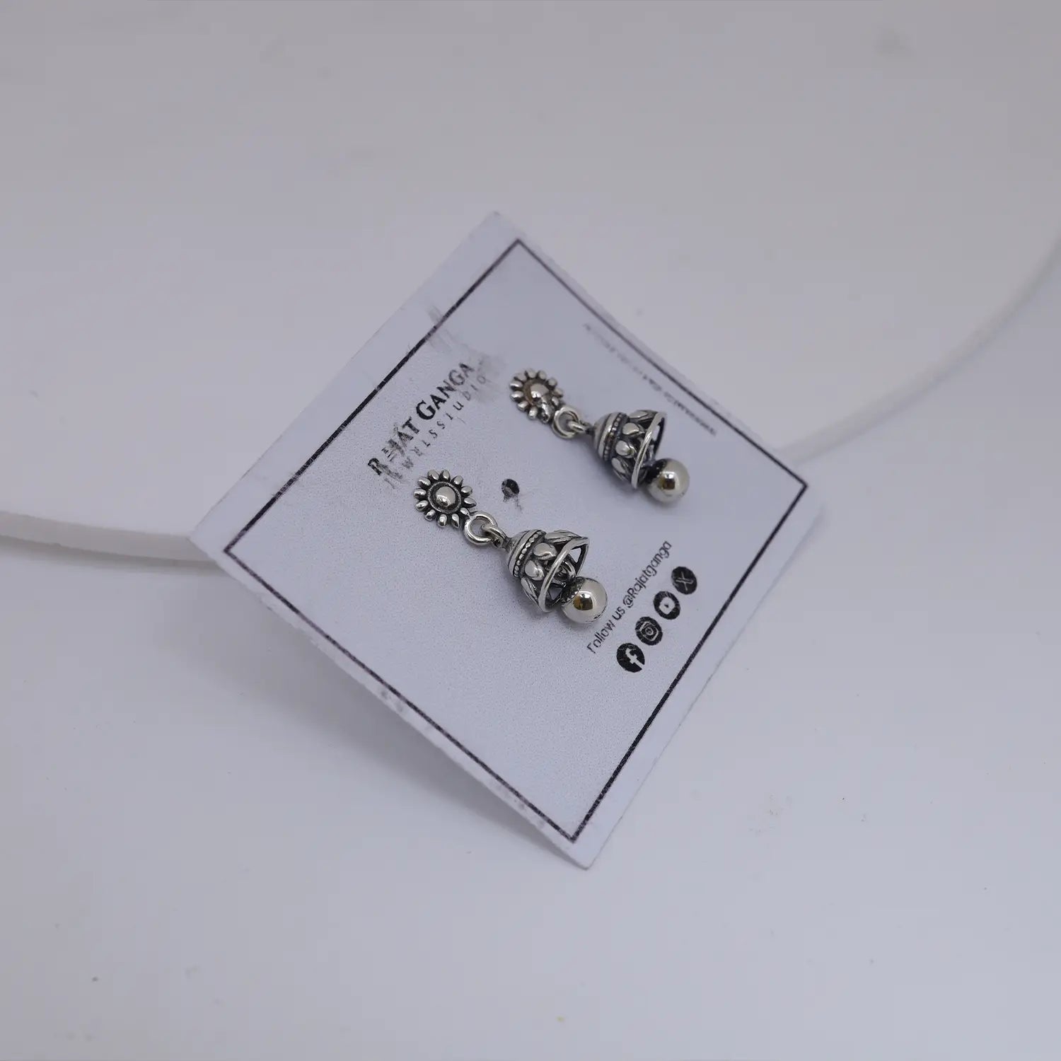 Classic Floral Pure Silver Jhumki Earrings- Made With Pure 925 Silver