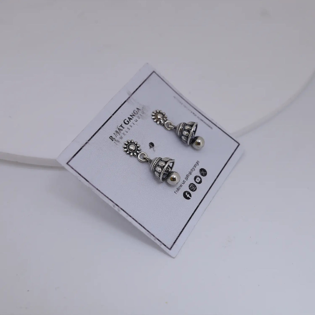 Classic Floral Pure Silver Jhumki Earrings- Made With Pure 925 Silver
