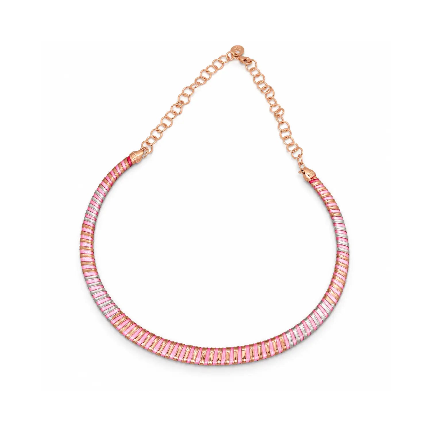 Pink & Gold Spiral Design Silver Necklace - Made With Pure 925 Silver