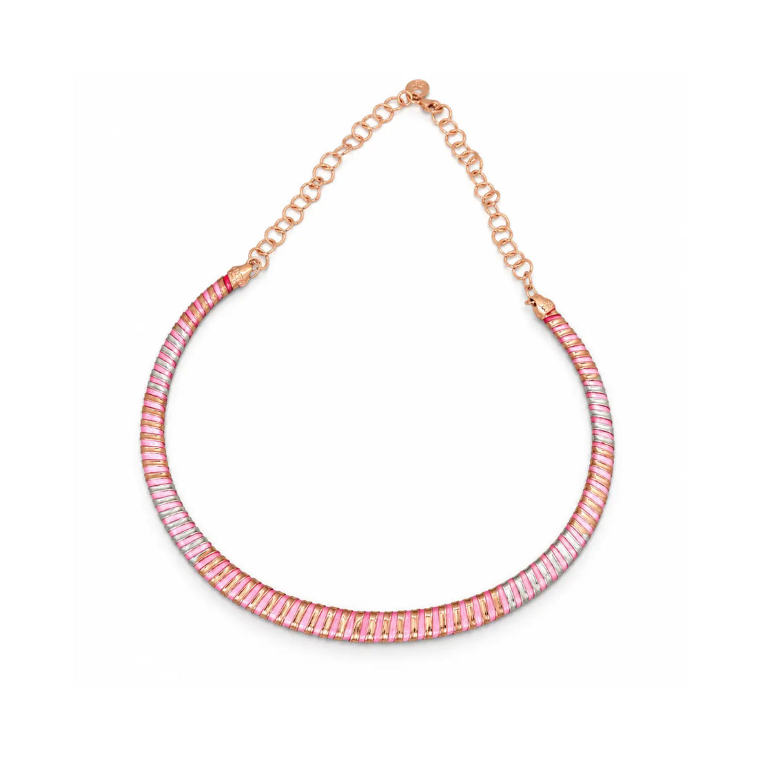 Pink & Gold Spiral Design Silver Necklace - Made With Pure 925 Silver